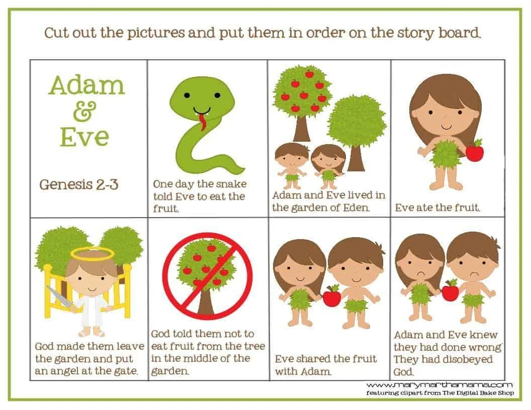 Adam And Eve Story For Kids [Free Printable Activities] – Mary regarding Adam and Eve Free Printables