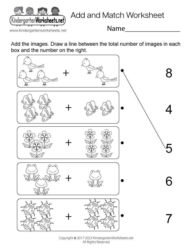 Add And Match Picture Addition Worksheet - Free Printable, Digital throughout Add And Match Picture Addition Worksheet