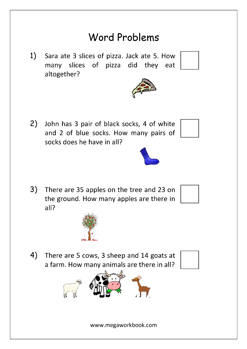 Addition And Subtraction Word Problems Worksheets For Kindergarten regarding Simple Word Problem Addition Worksheet