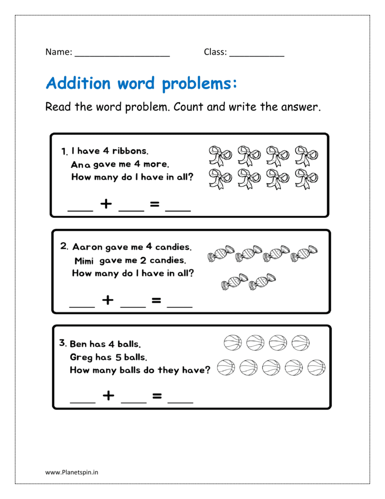 Addition Word Problems Kindergarten Worksheets | Planetspin.in pertaining to Simple Word Problem Addition Worksheet