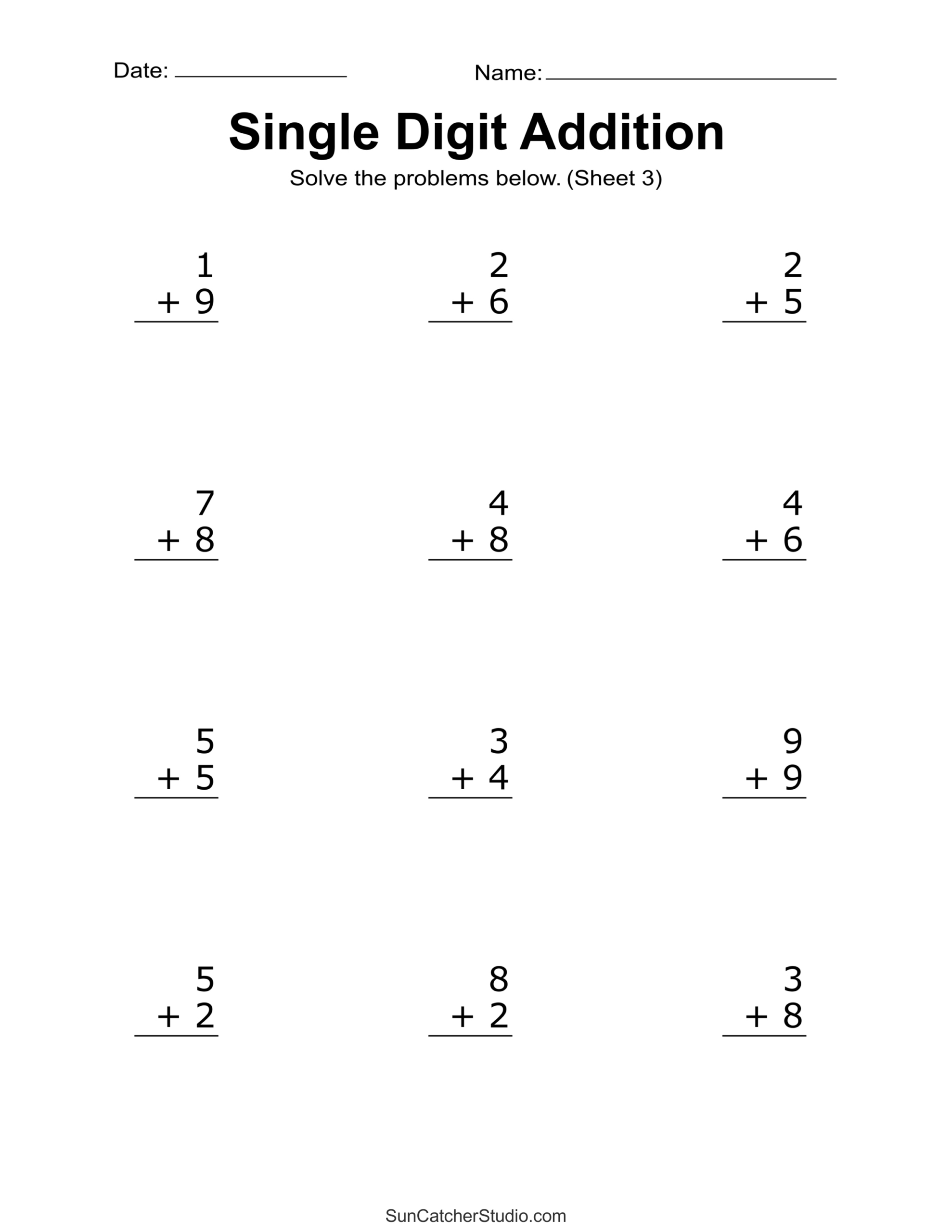 Addition Worksheets (Free Printable Easy Math Problems) – Free within Printable Worksheets Free Math