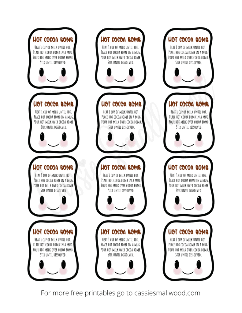 Adorable Hot Chocolate Bomb Labels (Free Printable) - Cassie Smallwood with Free Printable Hot Cocoa Bomb Tags