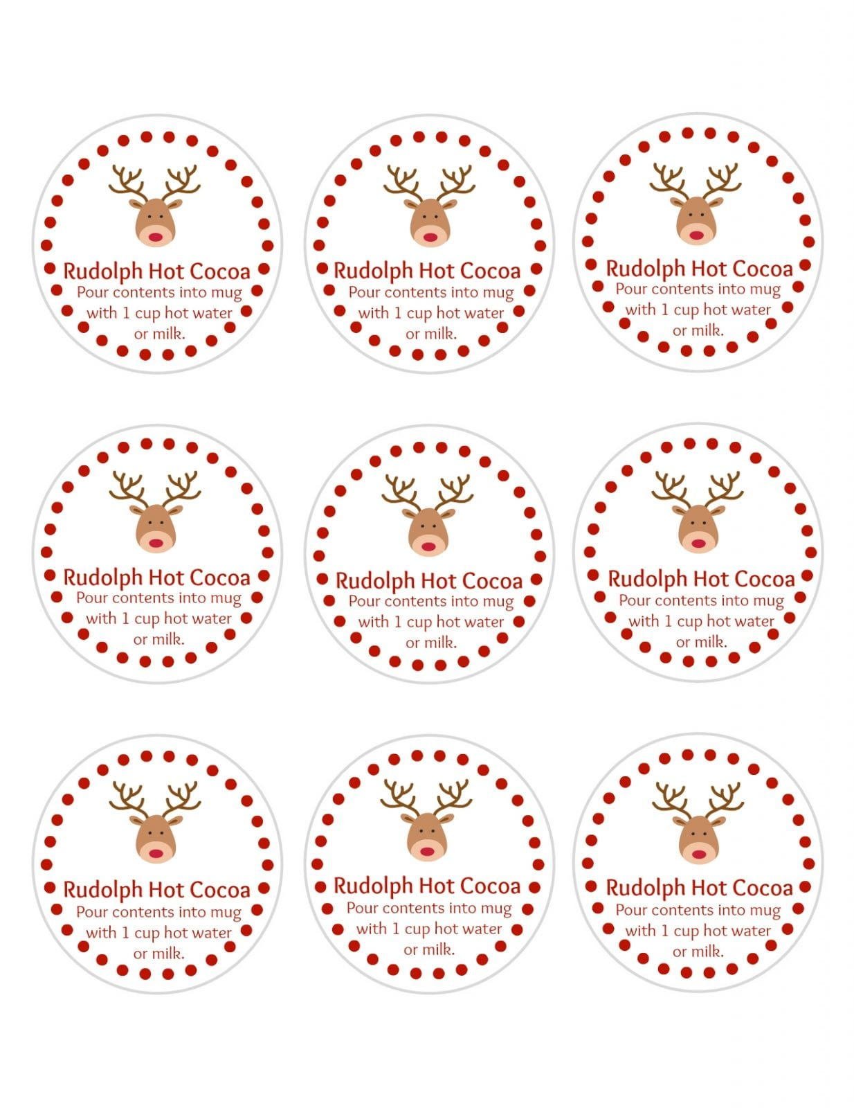 Adorable Rudolph Hot Cocoa Diy With Printable Gift Tags | Omc with regard to Free Printable Hot Chocolate Tags