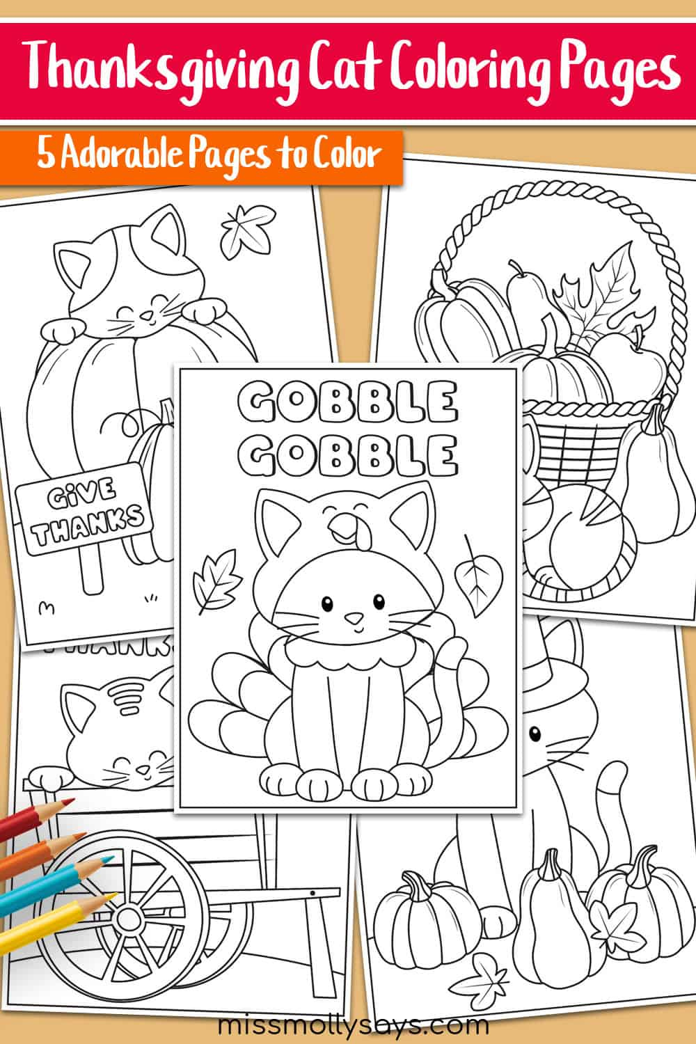 Adorable Thanksgiving Cat Coloring Pages For Kids - Free Printables pertaining to Thanksgiving Cat Coloring Pages Printable
