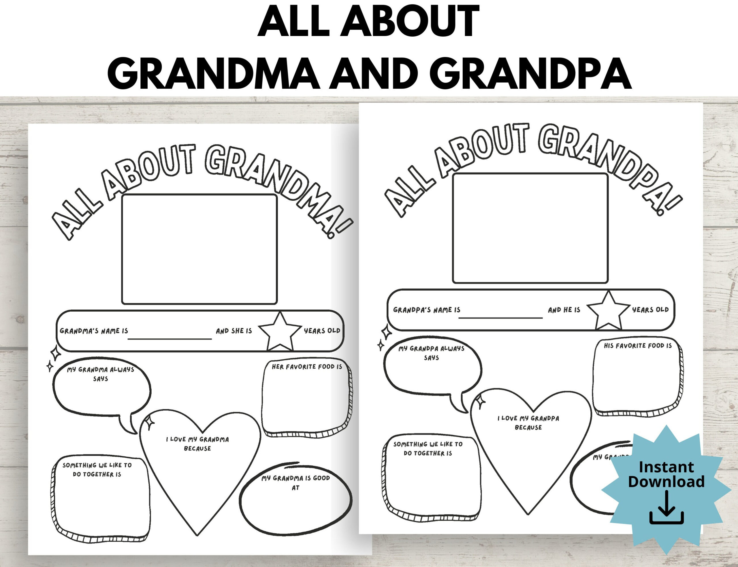 All About My Grandma | All About My Grandpa | Grandparents Day regarding All About My Grandparents Printable