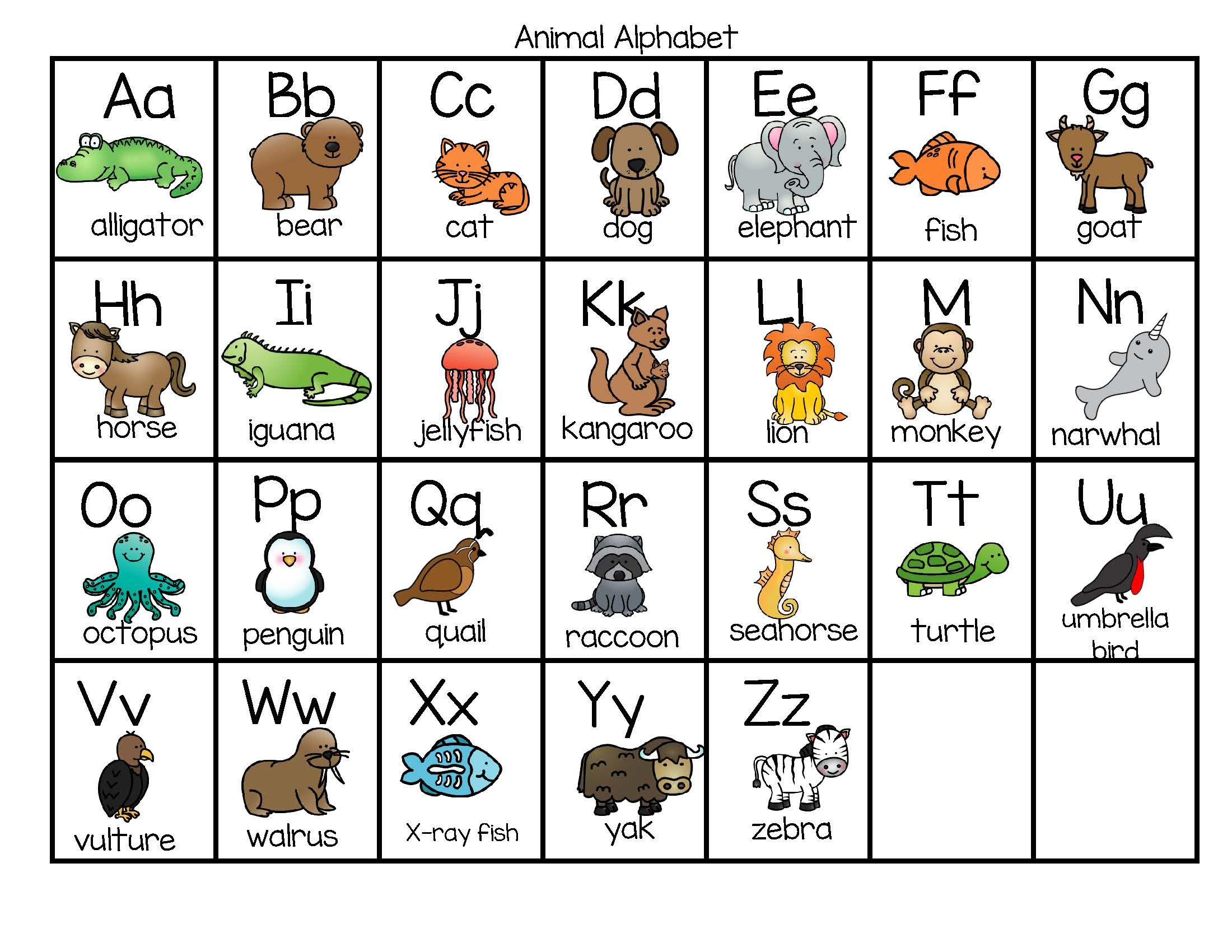 Alphabet Animals Printable - Printable Bingo Cards for Alphabet Letters With Animals Printable