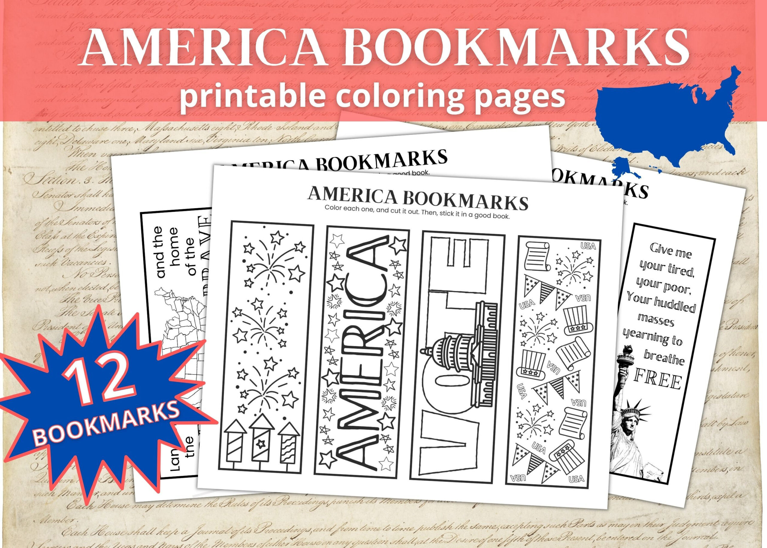 America Printable Bookmarks / Veterans Day Coloring Pages with Free Printable Veterans Day Bookmarks