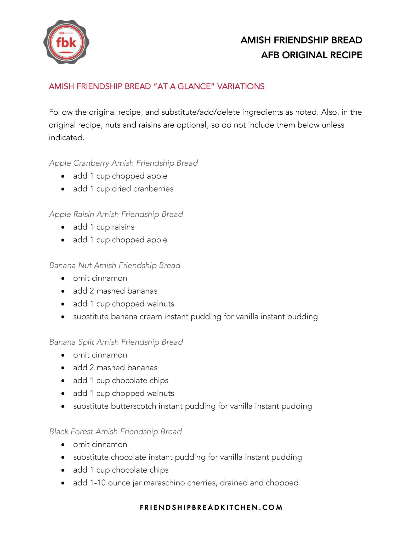 Amish Friendship Bread Planner And Bonus Recipe Guide pertaining to Amish Friendship Bread Instructions Printable