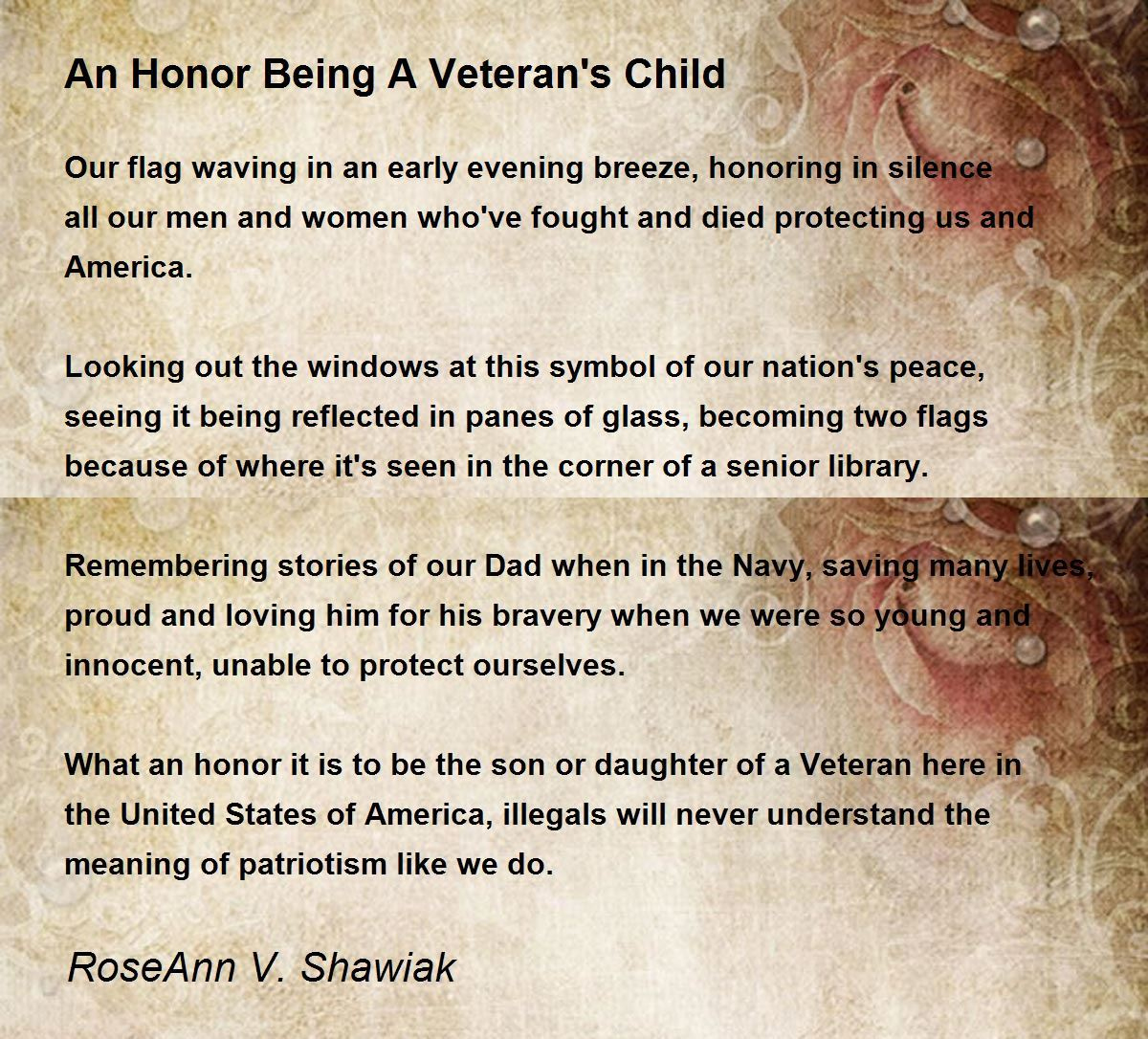 An Honor Being A Veteran'S Child - An Honor Being A Veteran'S with Children's Veterans Day Poems
