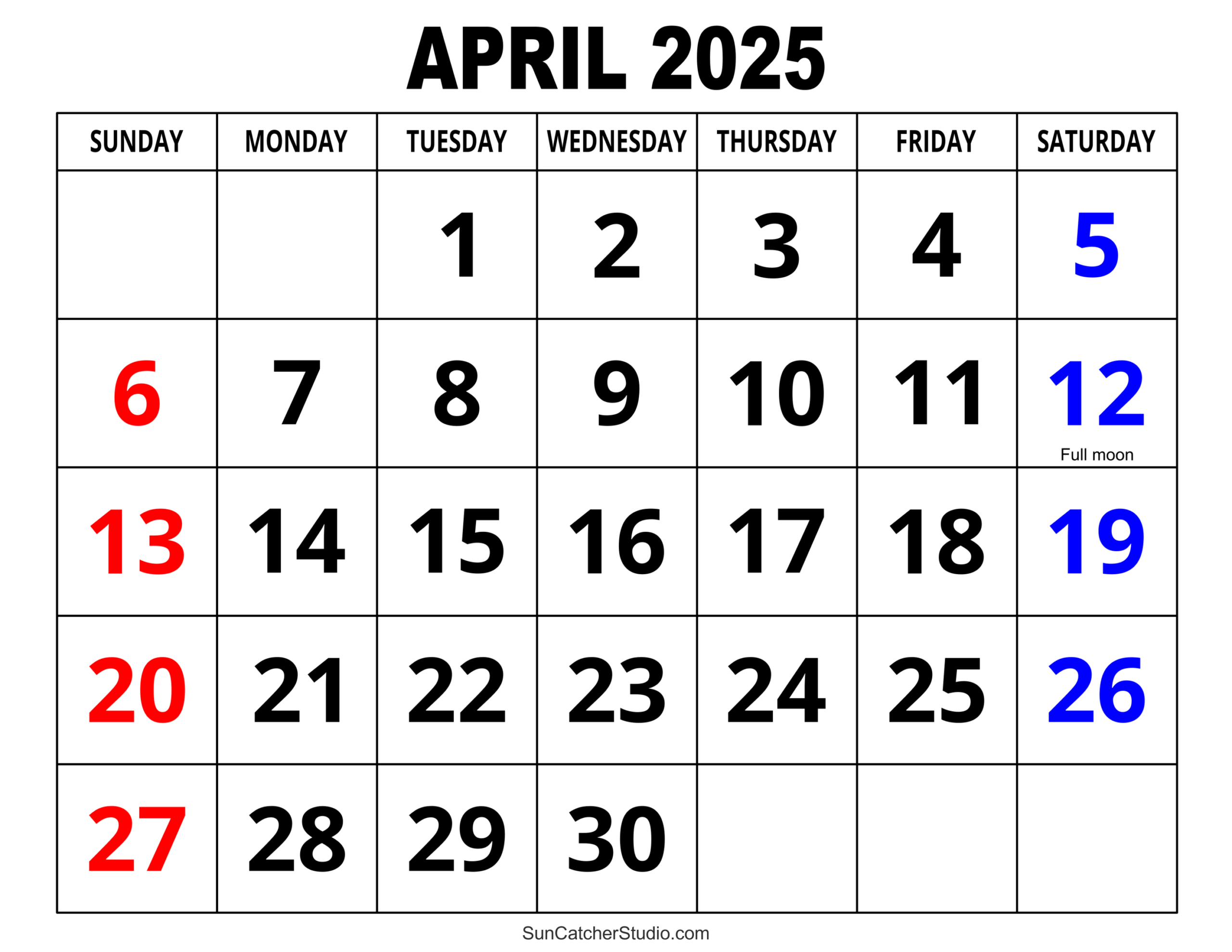 April 2025 Calendar (Free Printable) – Free Printables, Monograms for Free Printable April 2025 Calendar
