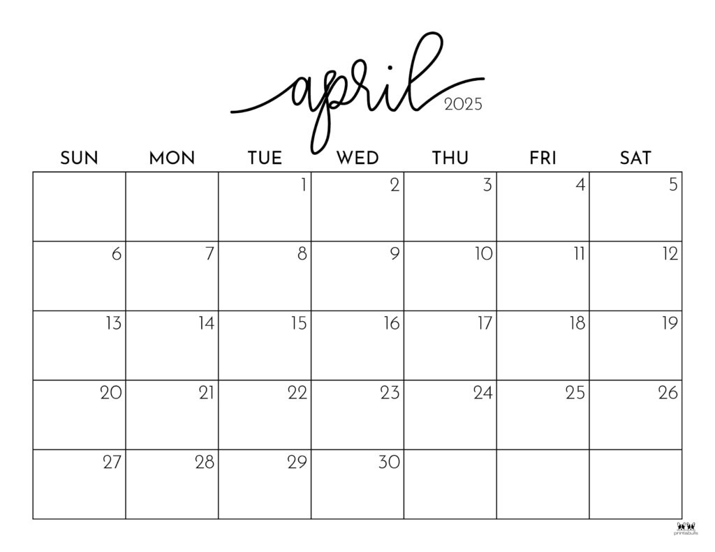 April 2025 Calendars - 107 Free Printables | Printabulls pertaining to April 2025 Calendar Free Printable