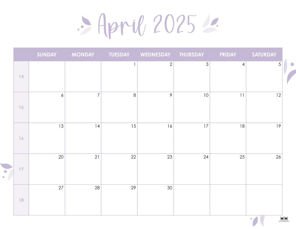 April 2025 Calendars - 107 Free Printables | Printabulls within Free Printable April 2025
