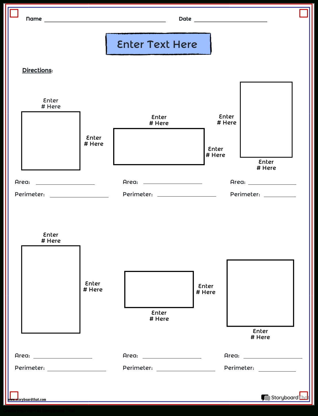 Area And Perimeter Worksheetsstoryboard That (2025) with Draw Area Square Template Worksheet Printable