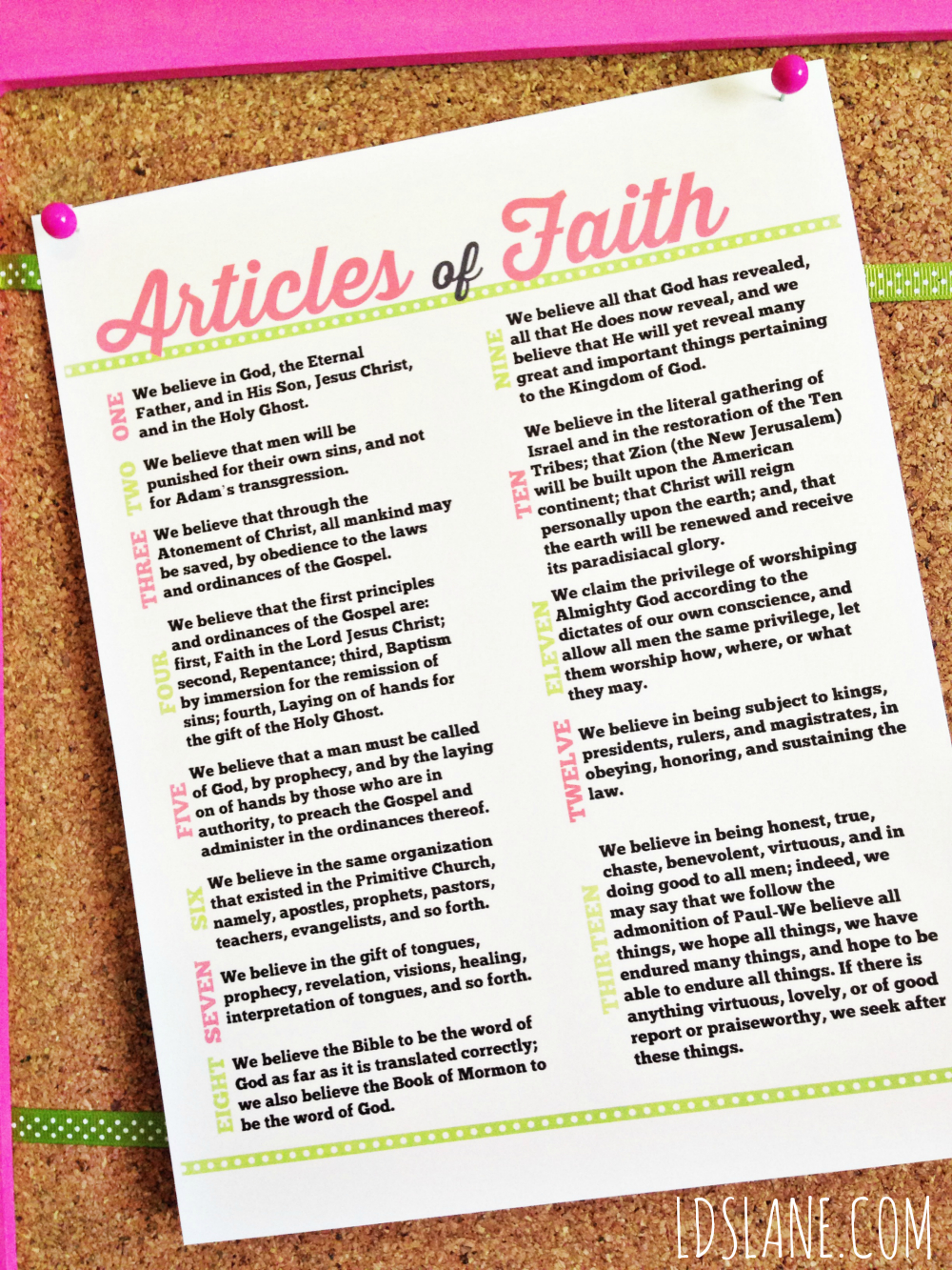 Articles Of Faith - Free Printable in Articles Of Faith Printable Free