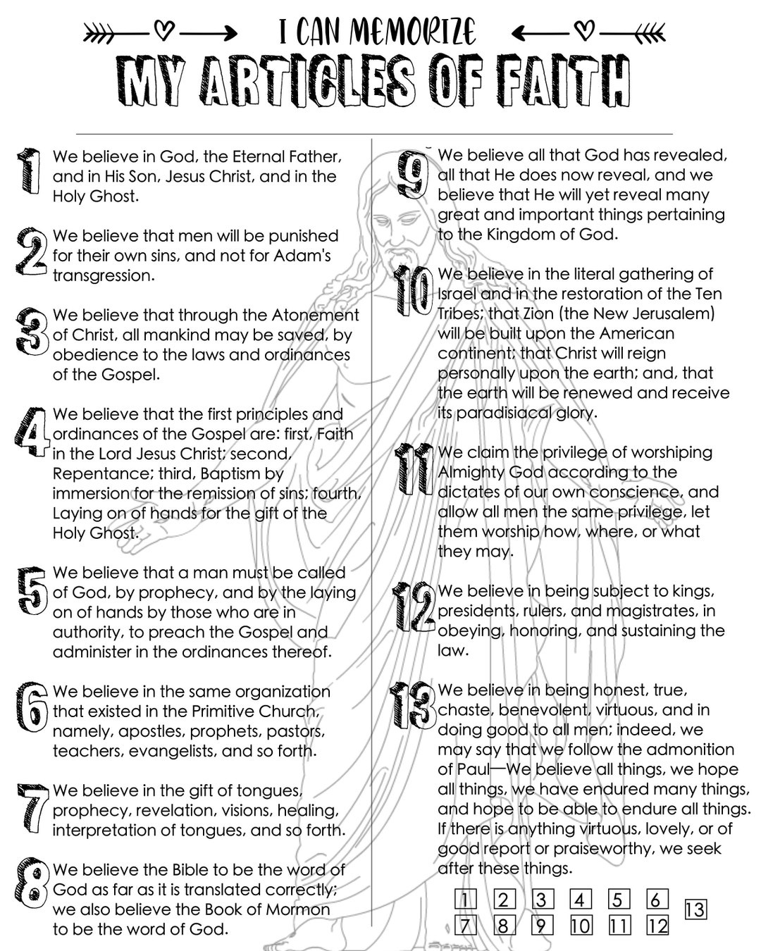Articles Of Faith Printable With Certificate - Etsy Uk intended for Articles of Faith Printables