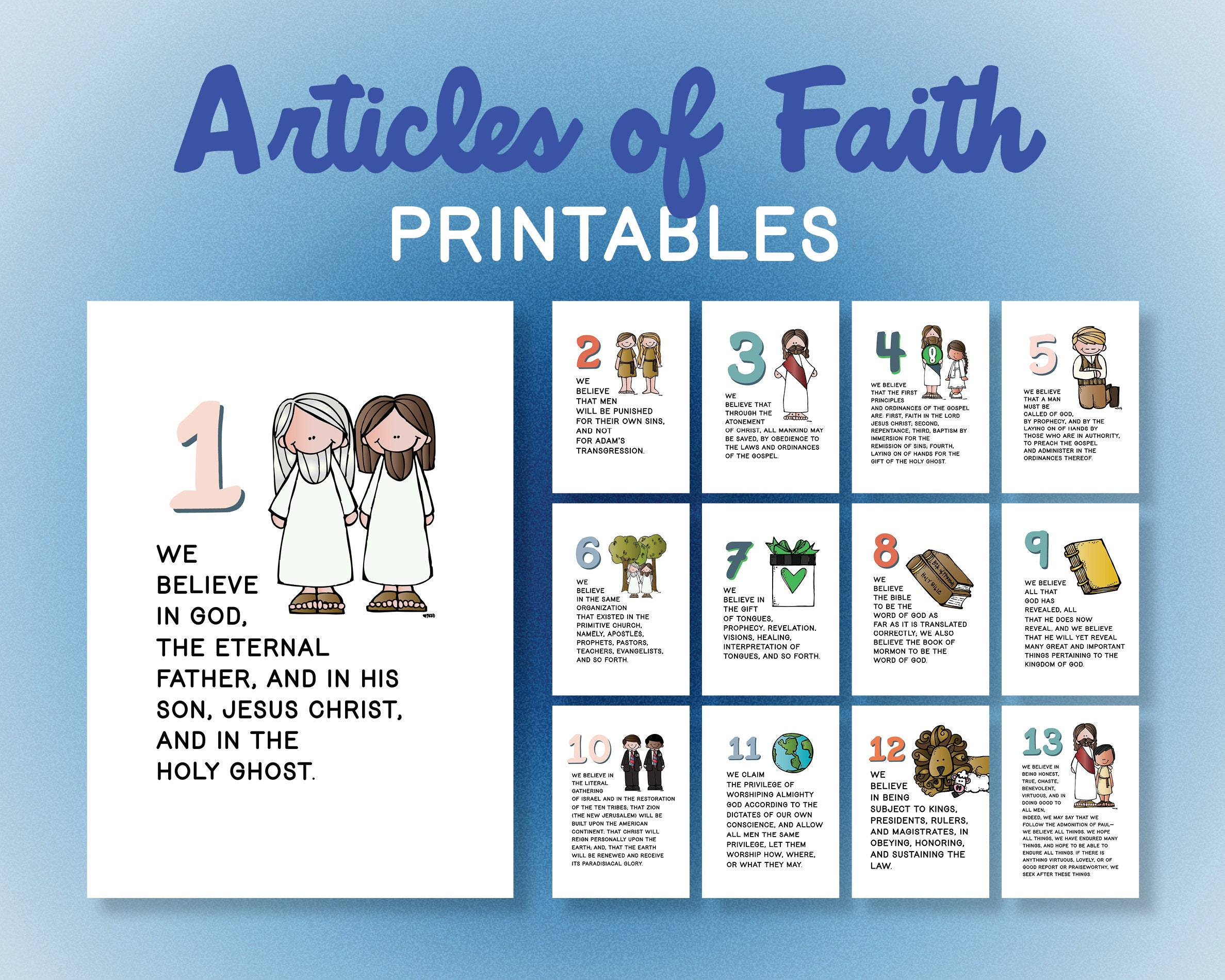 Articles Of Faith Printables: Lds Primary Lesson Posters (Digital throughout Articles of Faith Printables