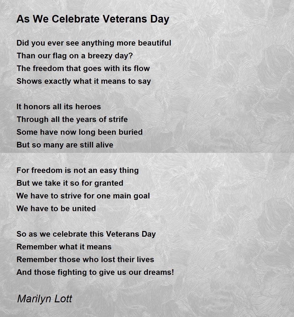 As We Celebrate Veterans Day - As We Celebrate Veterans Day Poem intended for Children's Veterans Day Poems
