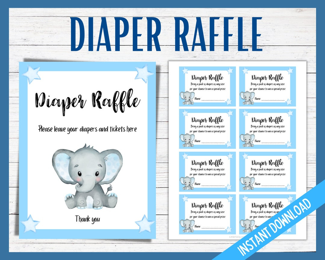 Baby Shower Diaper Raffle, Printable Baby Shower Diaper Raffle in Free Printable Diaper Raffle Tickets Elephant