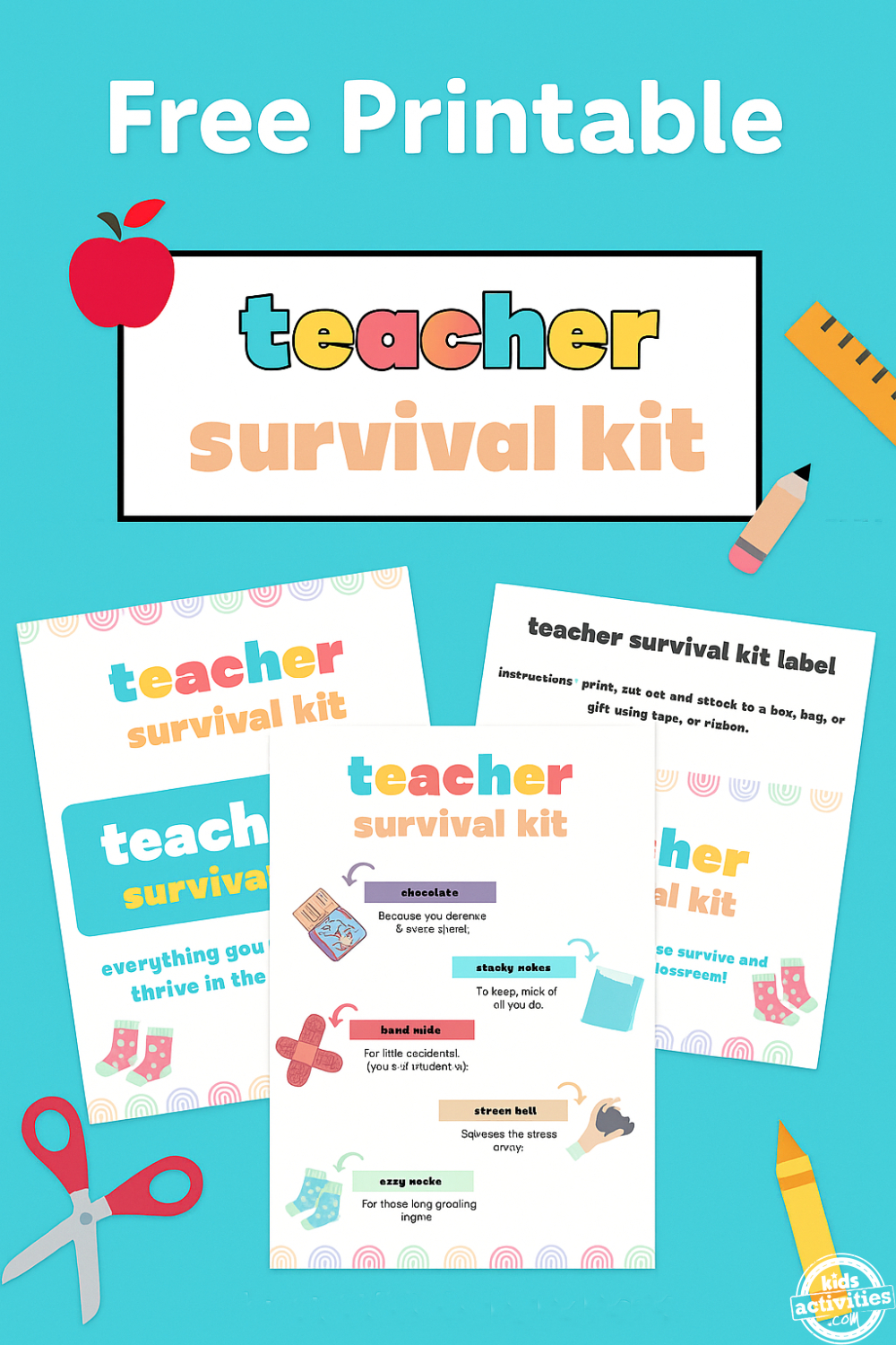 Back-To-School Teacher Gift: Survival Kit With Free Printables for Free Printable Teacher Survival Kit Label Printable