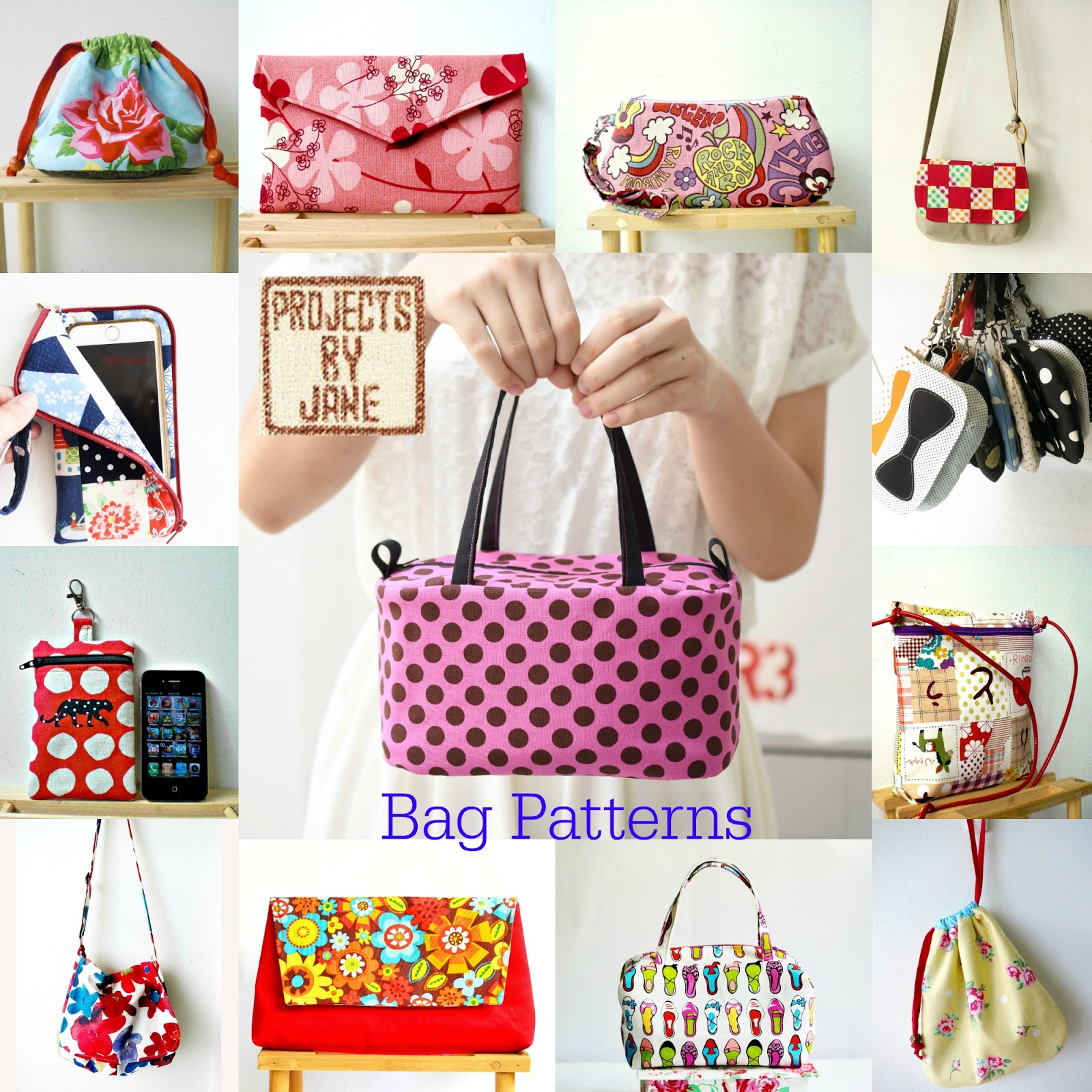 Bag Patterns - Pdf Sewing Patterns - Projectsbyjane within Pdf Handbag Patterns Free Printable