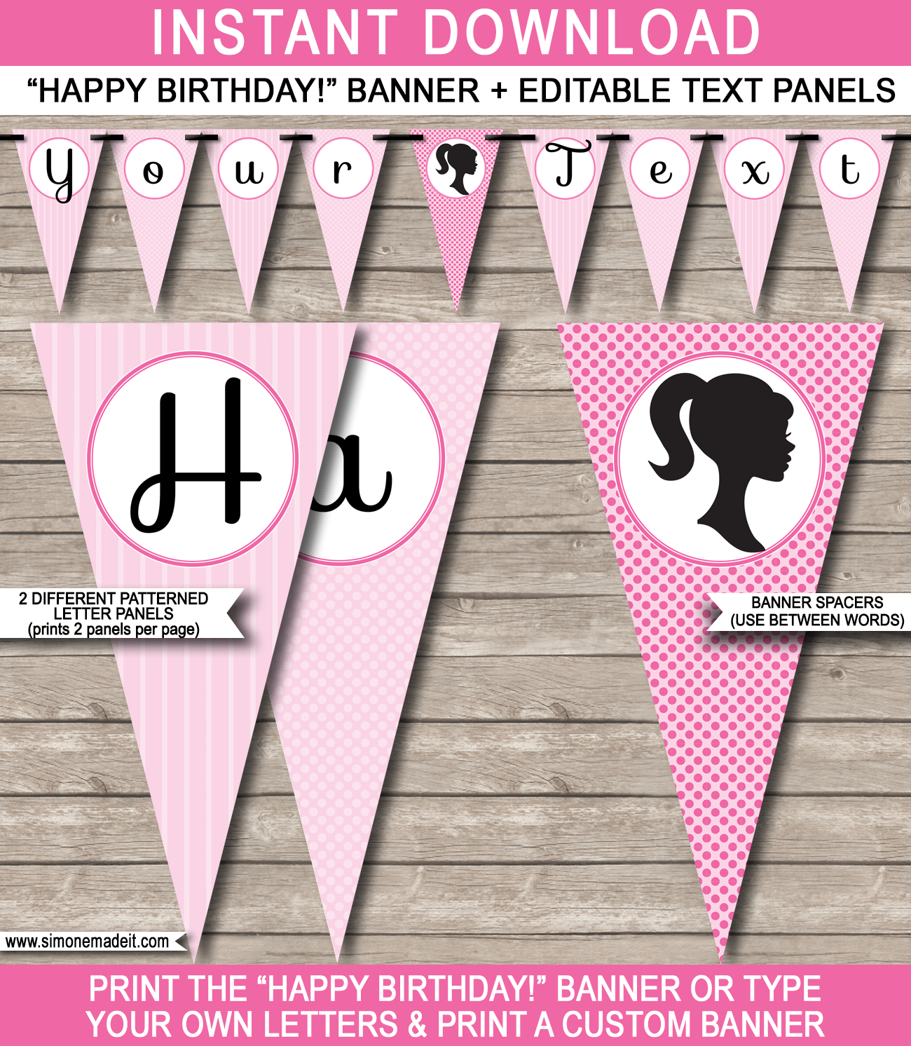 Barbie Party Banner Template for Barbie Birthday Banner Free Printable