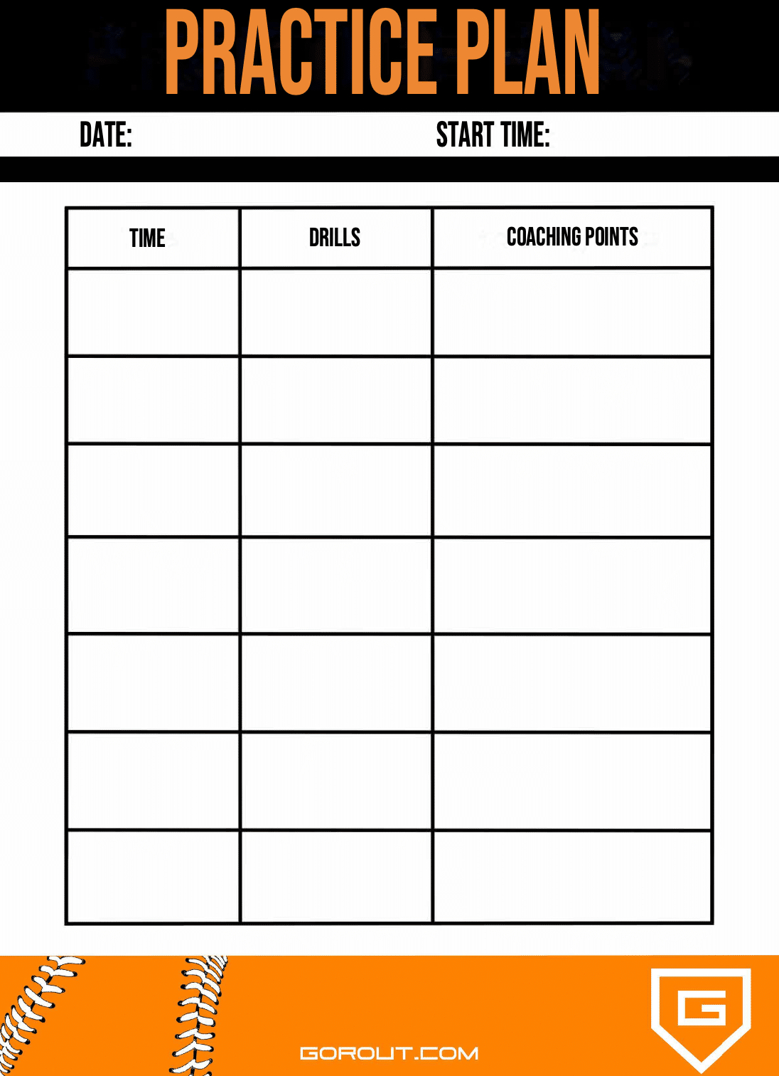 Baseball Practice Plans (Free) - Gorout with Printable Baseball Practice Plan Template