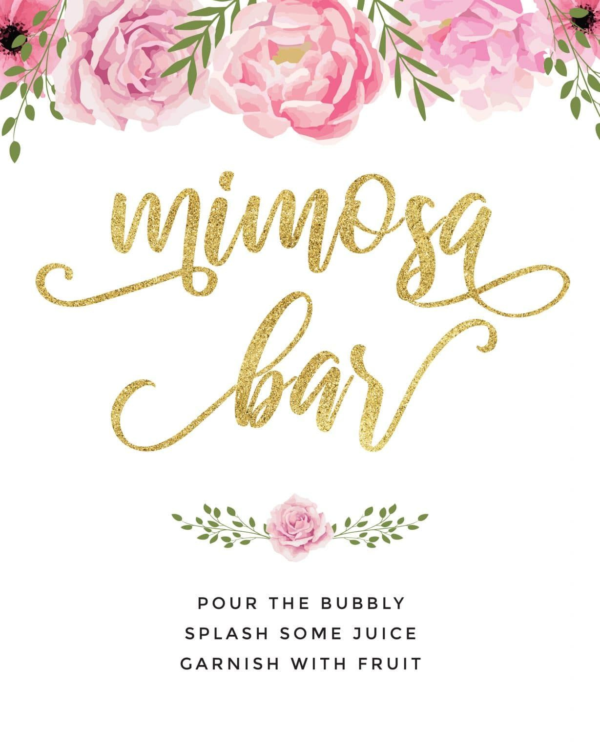 Beautiful Mimosa Bar Sign And Free Printables To Impress intended for Mimosa Bar Free Printable