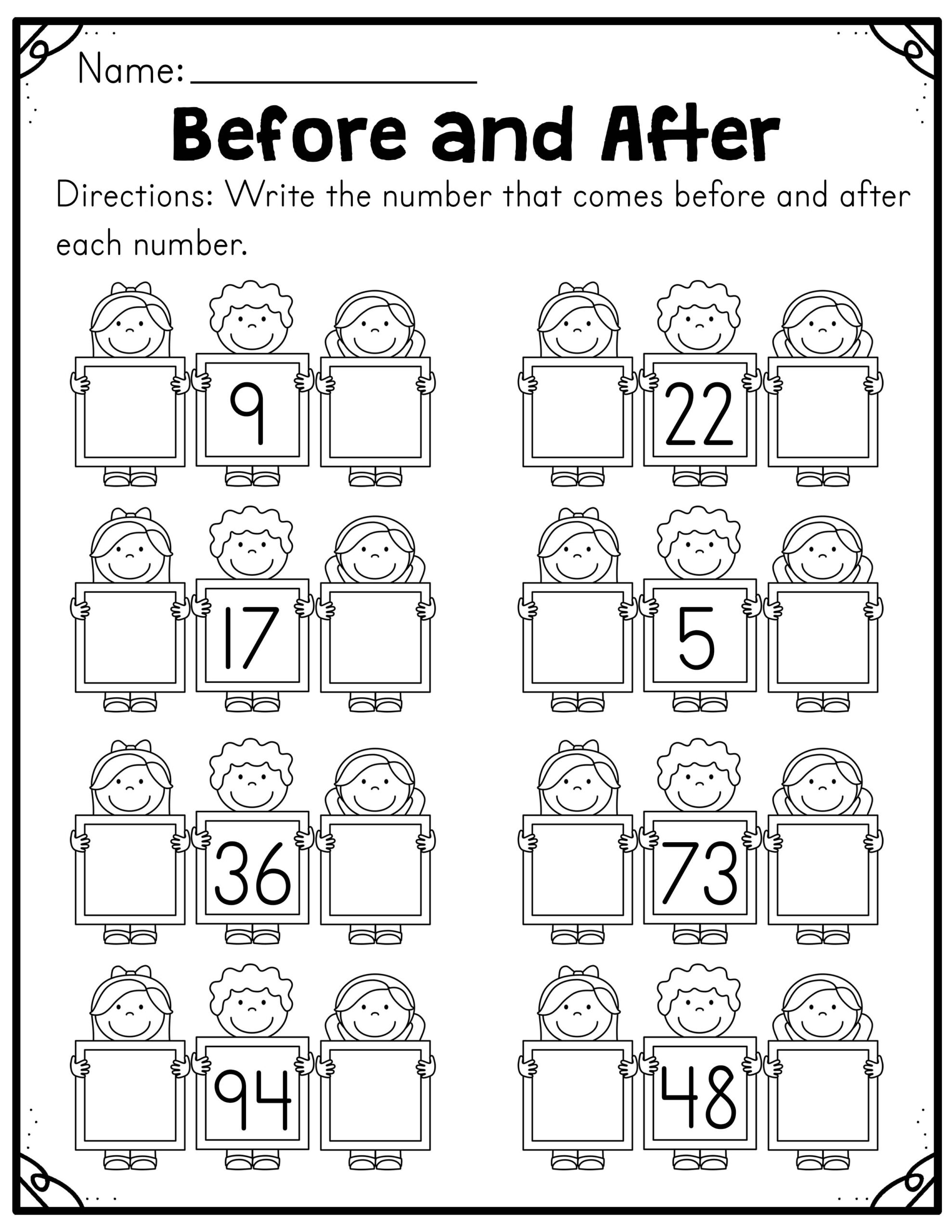 Before And After And Comparing Numbers Worksheets | Madeteachers within Before and After Numbers Worksheet