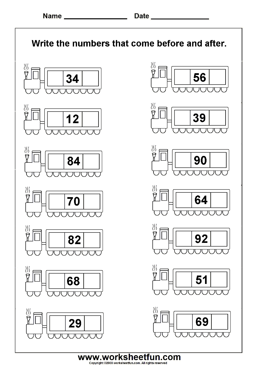 Before And After Counting Worksheets For Preschool And regarding Before and After Numbers Worksheet