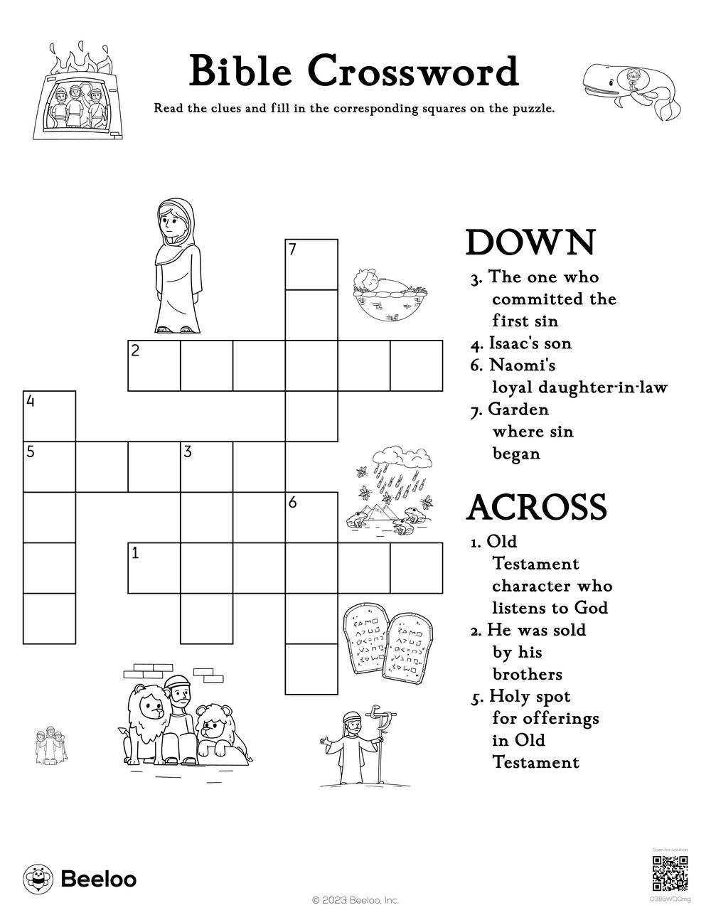 Bible Crossword • Beeloo Printable Crafts And Activities For Kids regarding Children&amp;#039;S Bible Crosswords Printable