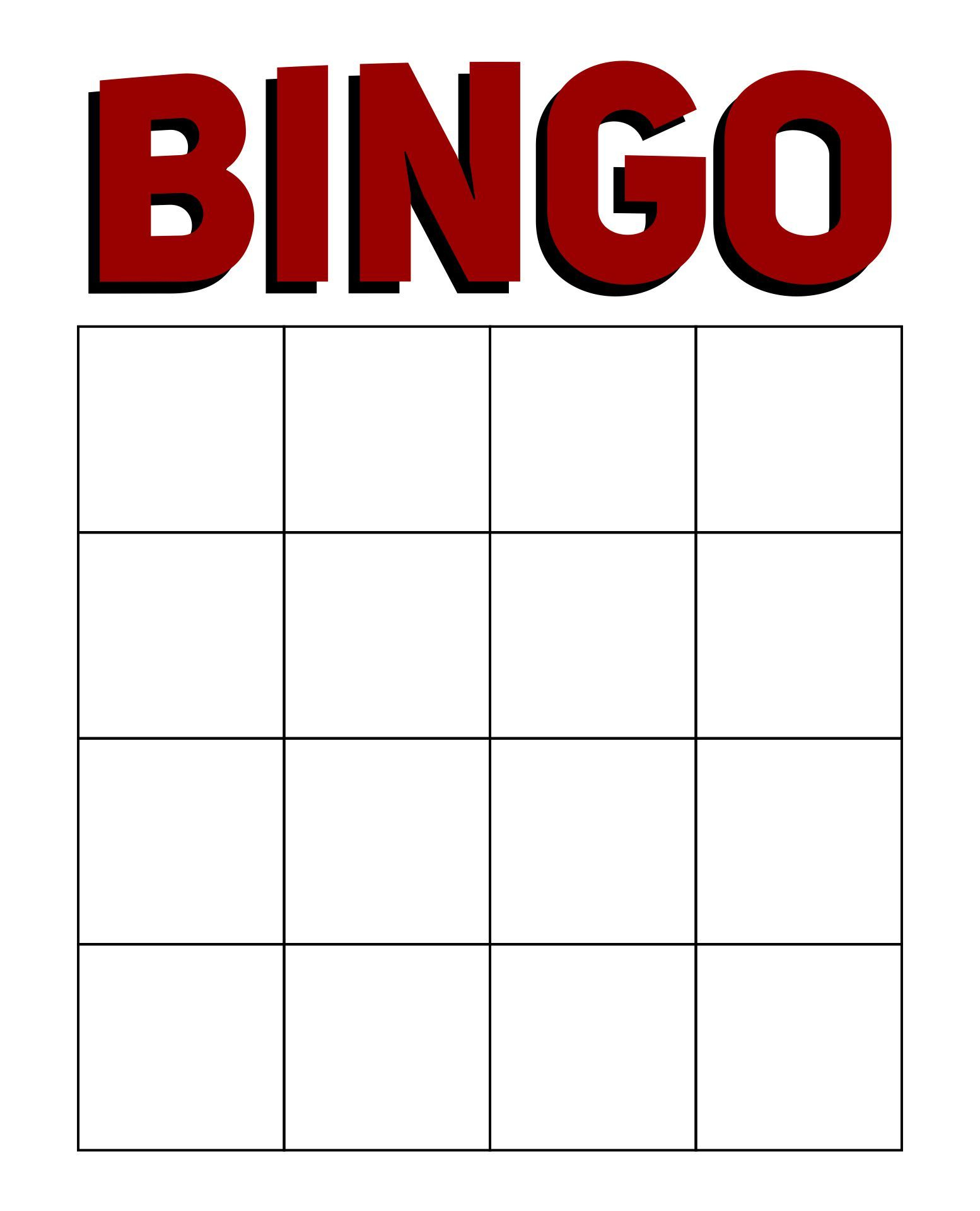 Big Blank Bingo Card pertaining to Blank Bingo Cards 4x4