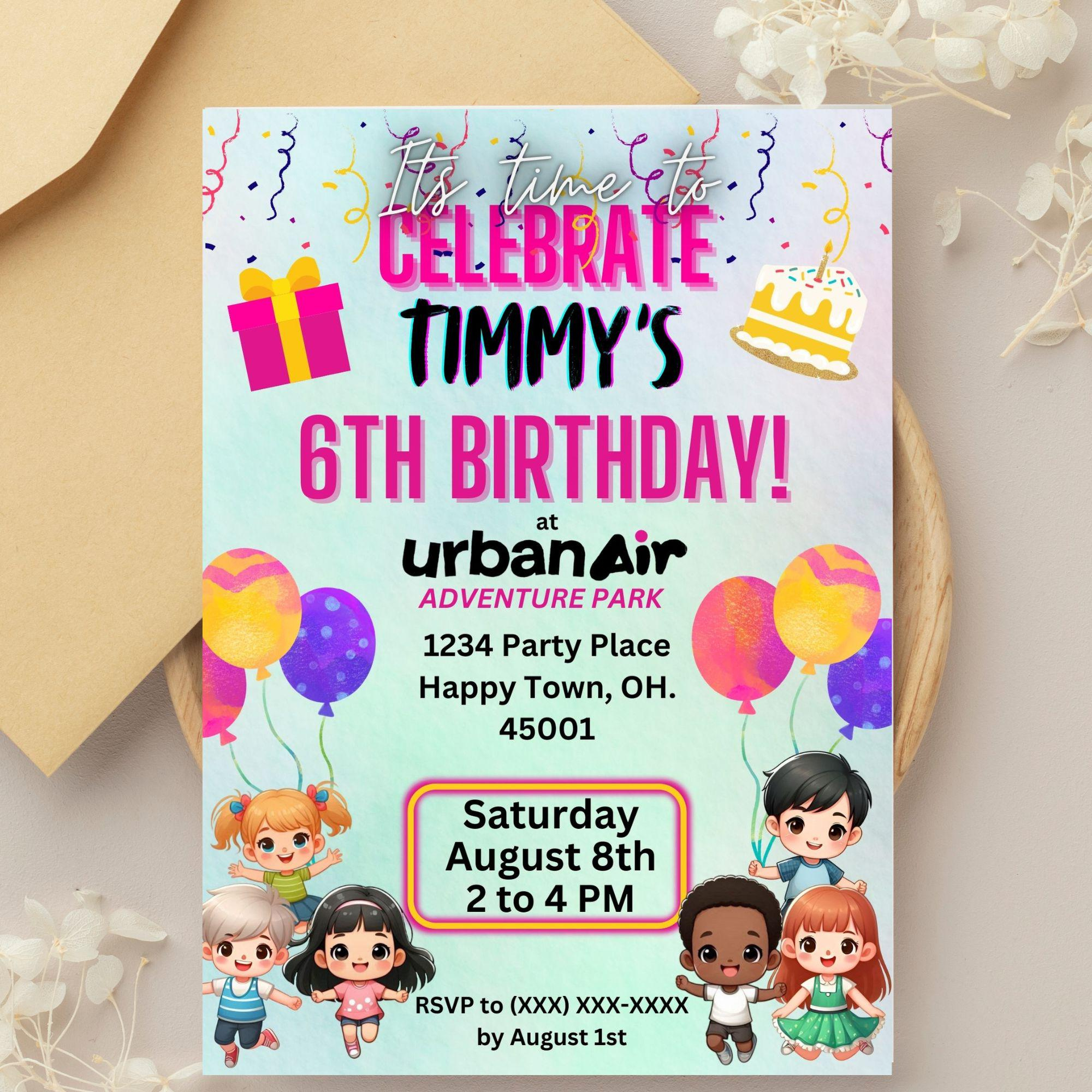 Birthday Invitation Urban Air, Urban Air Birthday Invitation throughout Free Printable Urban Air Invitations
