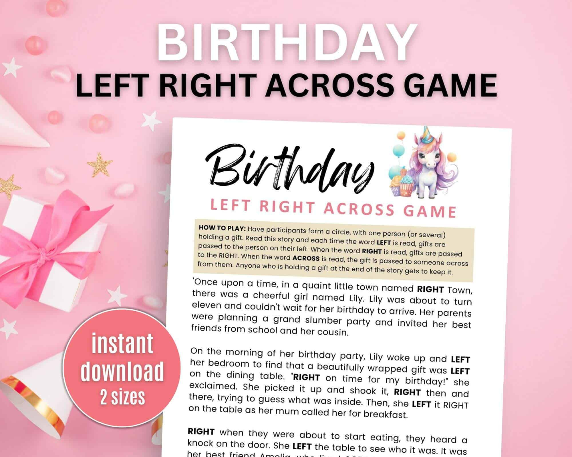 Birthday Left Right Game - Fun Birthday Party Game with Popular Free Printable Left Right Birthday Game