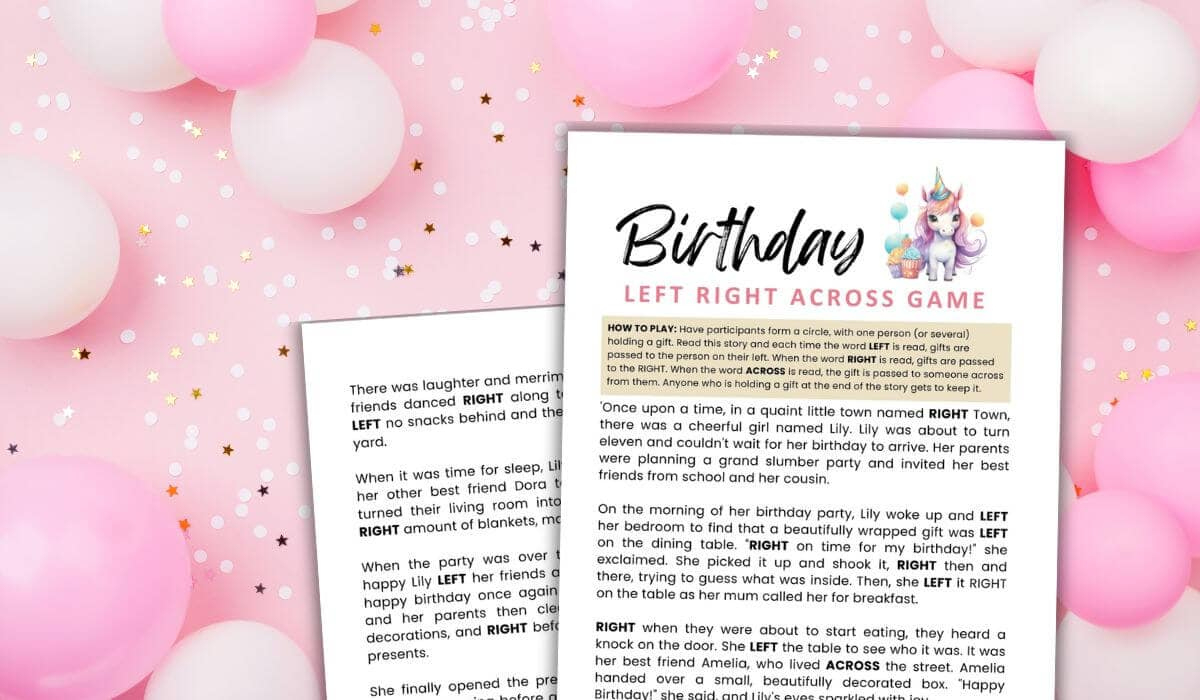 Birthday Left Right Game - Fun Birthday Party Game with Popular Free Printable Left Right Birthday Game