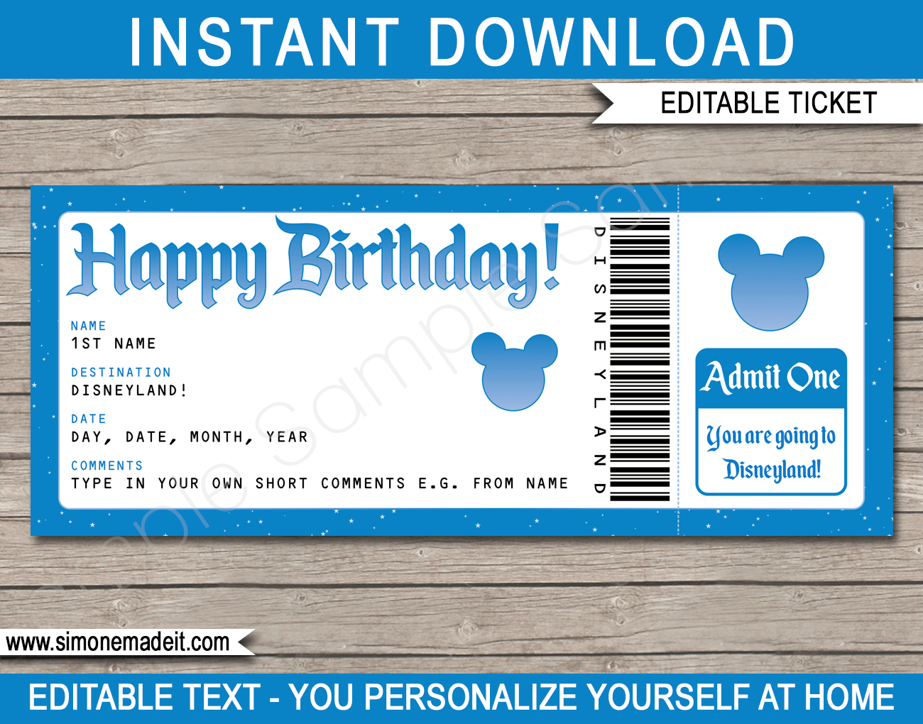 Birthday Surprise Trip To Disneyland Ticket Template | Disney Trip with regard to Free Printable Disneyland Ticket Template