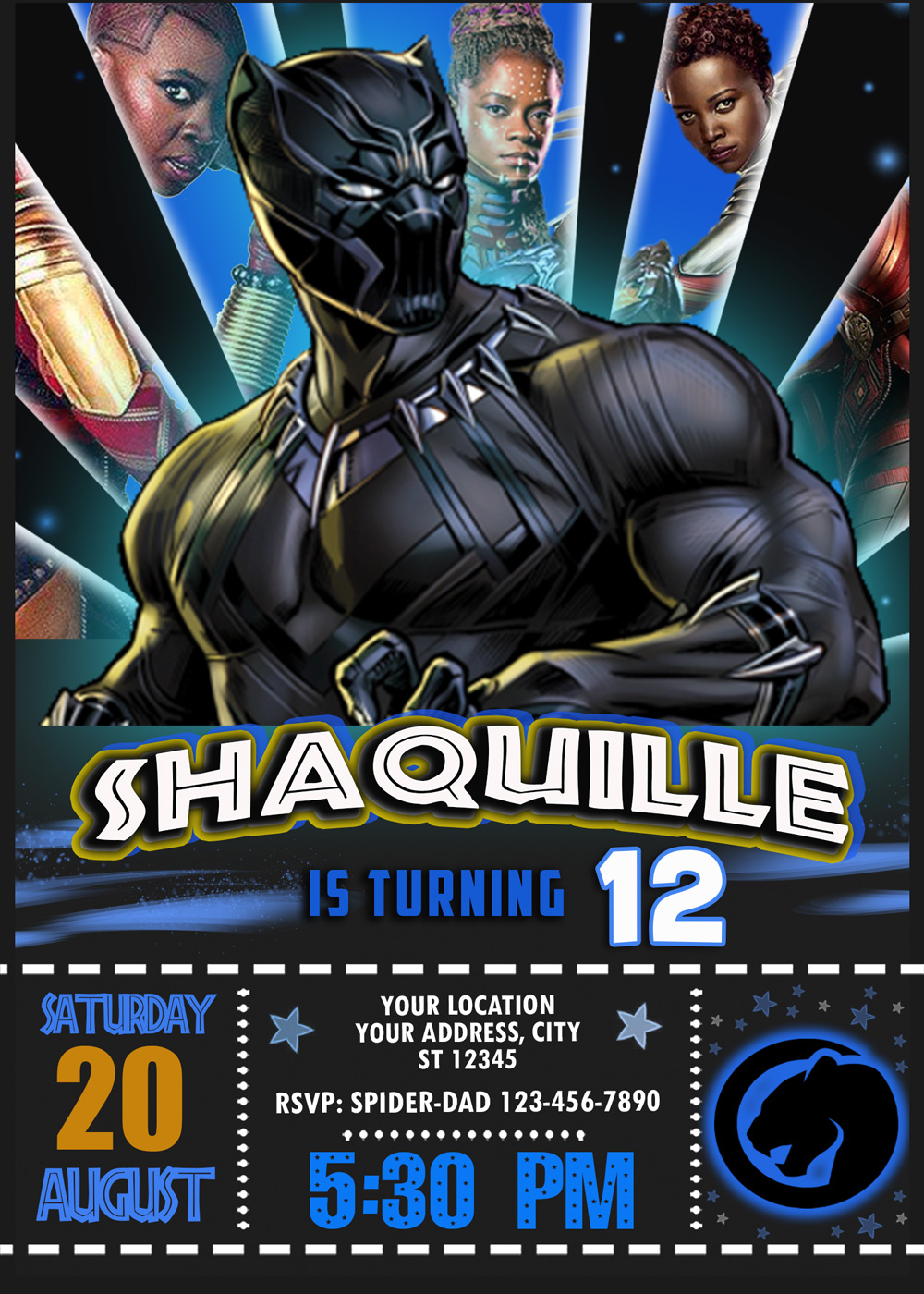 Black Panther 2 Birthday Invitation - Oscarsitosroom pertaining to Free Printable Black Panther Invitations