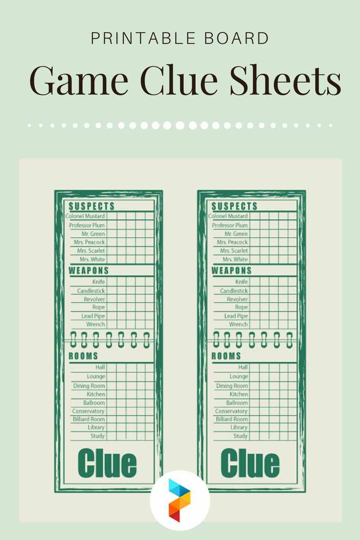 Board Game Clue Sheets - 10 Free Pdf Printables | Printablee inside Clue Jr Sheets Printable Free