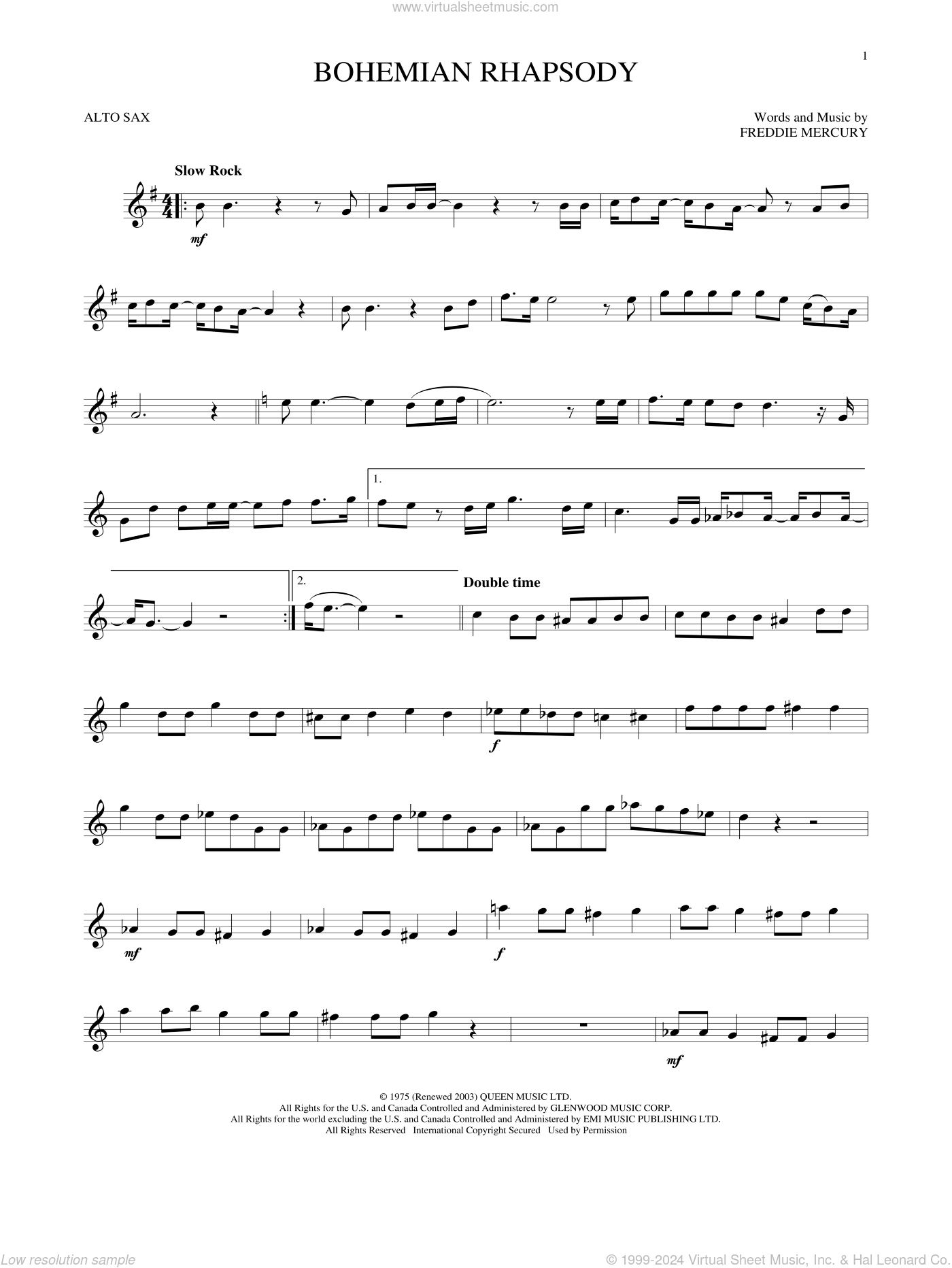 Bohemian Rhapsody Sheet Music For Alto Saxophone Solo (Pdf) throughout Printable Sheet Music For Alto Saxophone Free