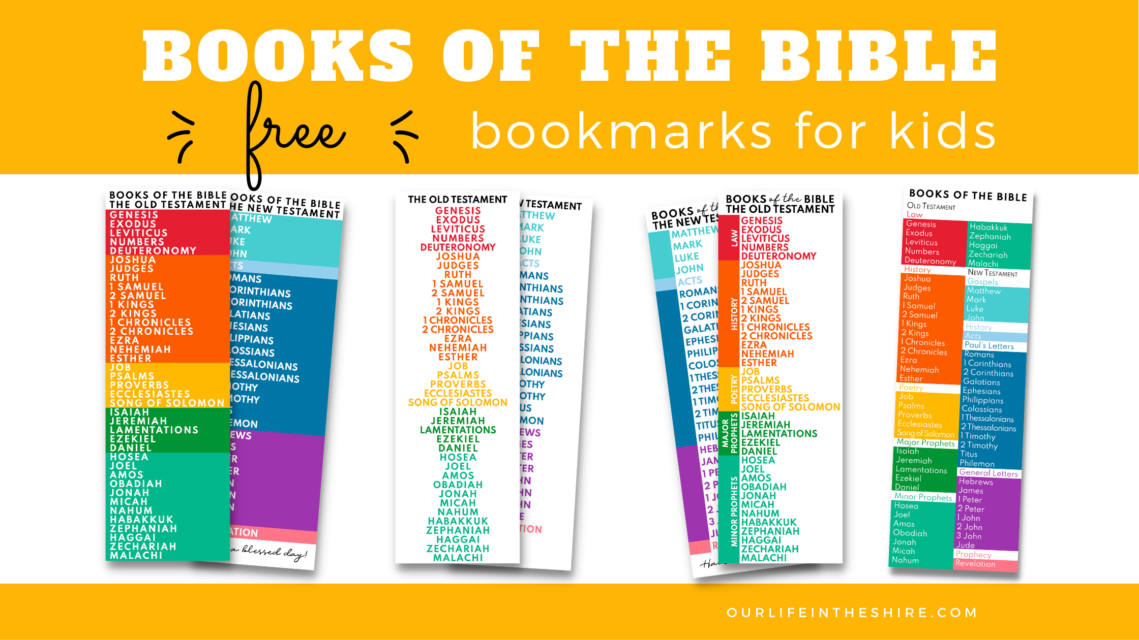 Books Of The Bible - Bookmarks! - Our Life In The Shire in Free Printable Books of the Bible Bookmark