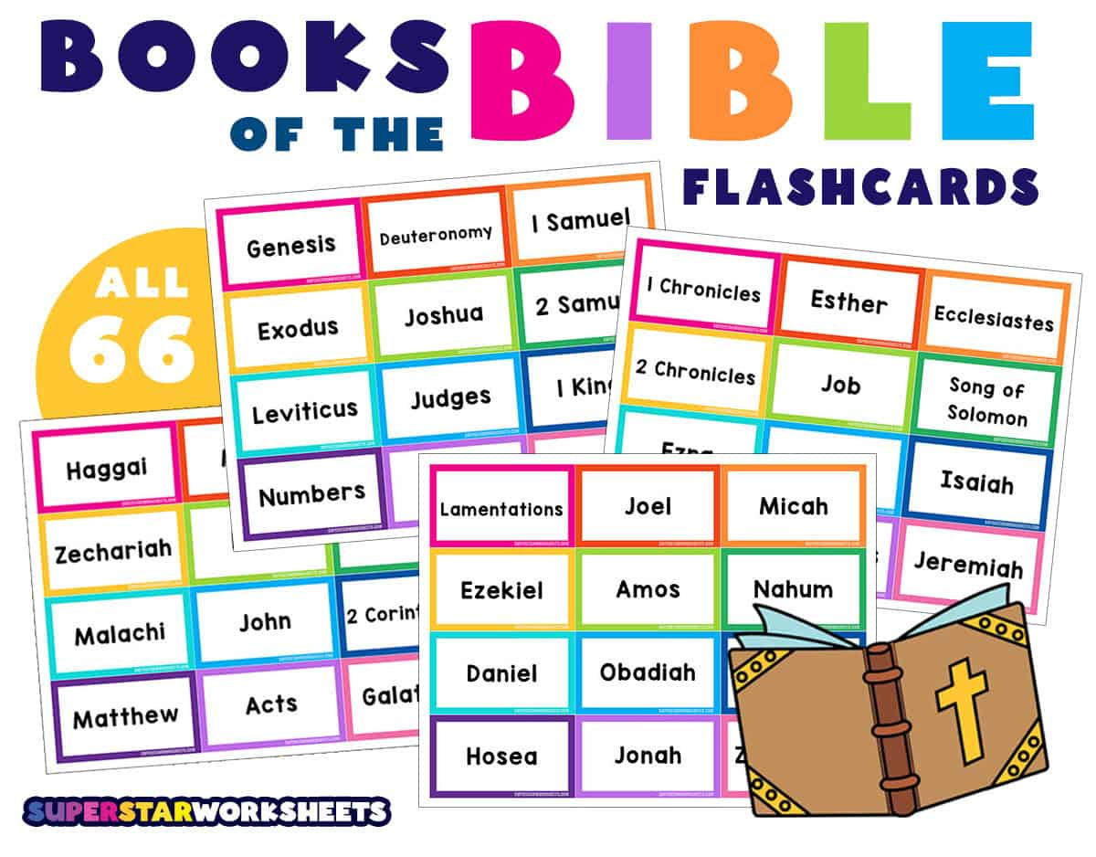 Books Of The Bible Flashcards - Superstar Worksheets with Free Books of the Bible Printables