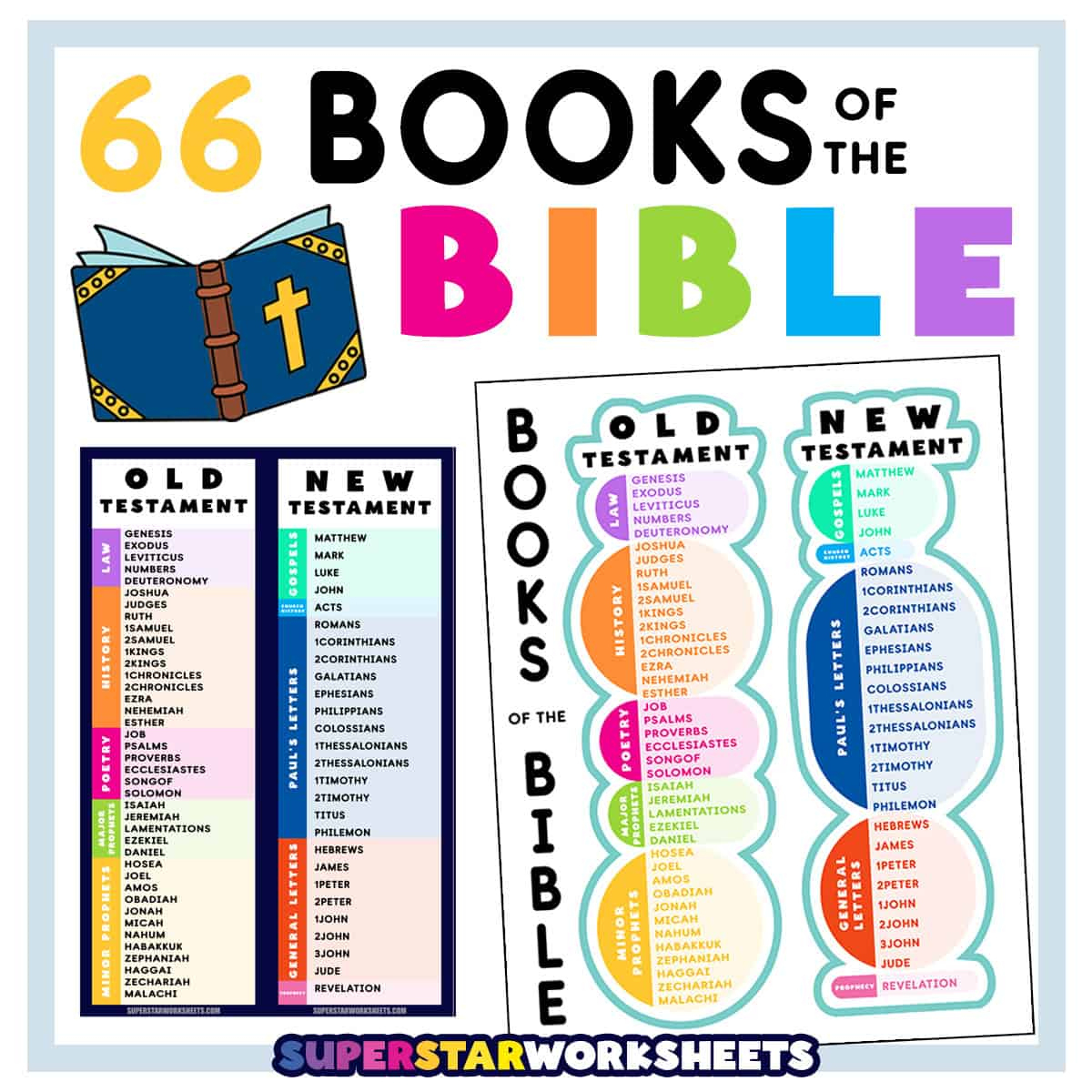Books Of The Bible List - Superstar Worksheets pertaining to Free Printable Books of the Bible Bookmark