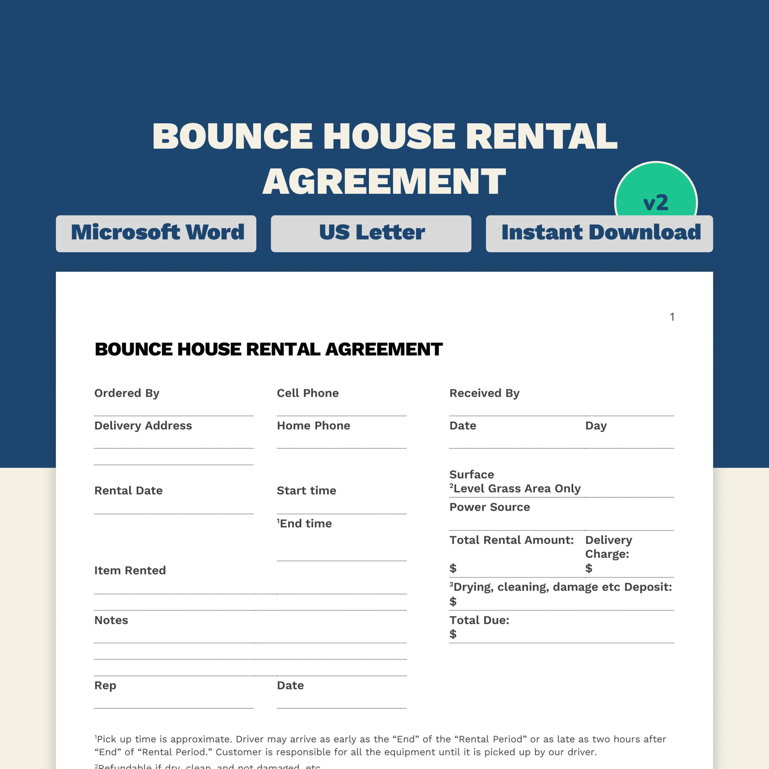 Bounce House Rental Agreement Template: 8-Page Minimalist Design intended for Printable Bounce House Rental Agreement