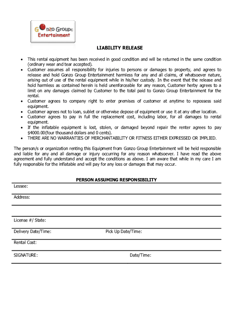 Bounce House Rental Agreement Template Free: Fill Out &amp;amp; Sign with Printable Bounce House Rental Agreement
