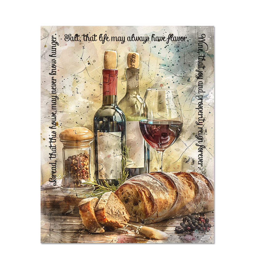 Bread Salt Wine Watercolor Housewarming Poem (Instant Download) pertaining to Free Printable Bread Wine Salt Housewarming Poem