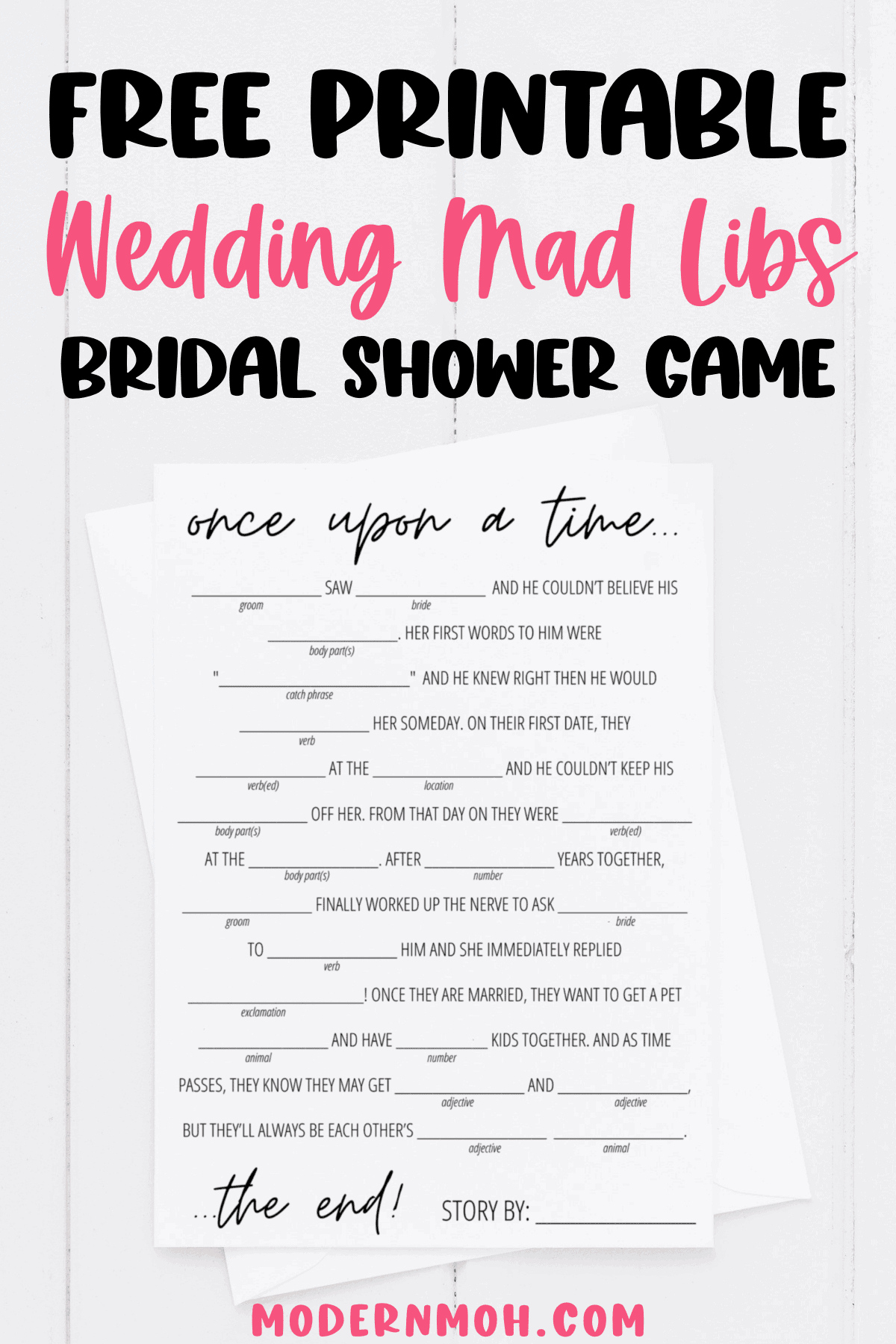 Bridal Shower Mad Libs Free Printable | Modern Moh intended for Free Printable Funny Wedding Mad Libs Template