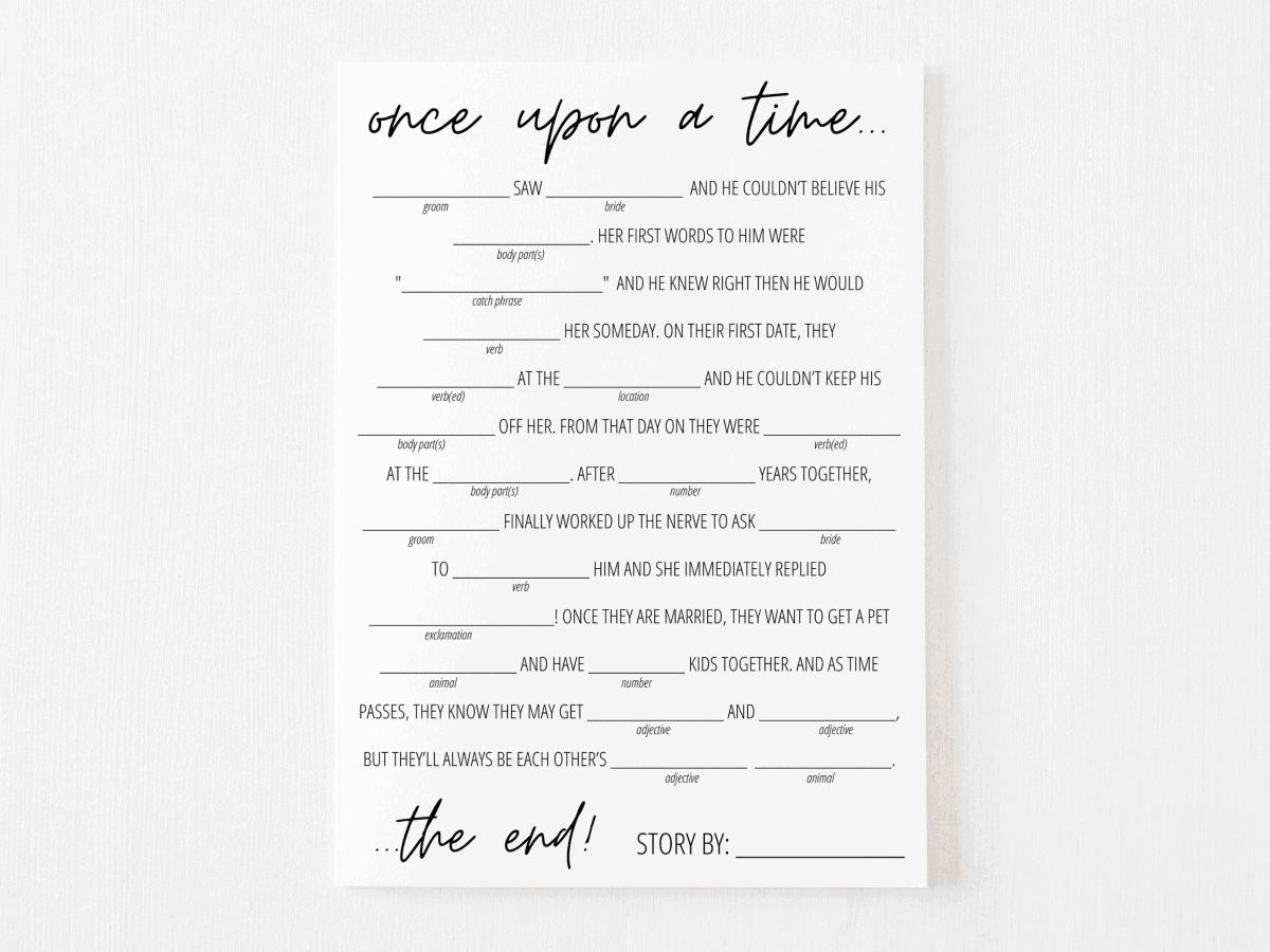 Bridal Shower Mad Libs Free Printable | Modern Moh intended for Free Printable Funny Wedding Mad Libs Template