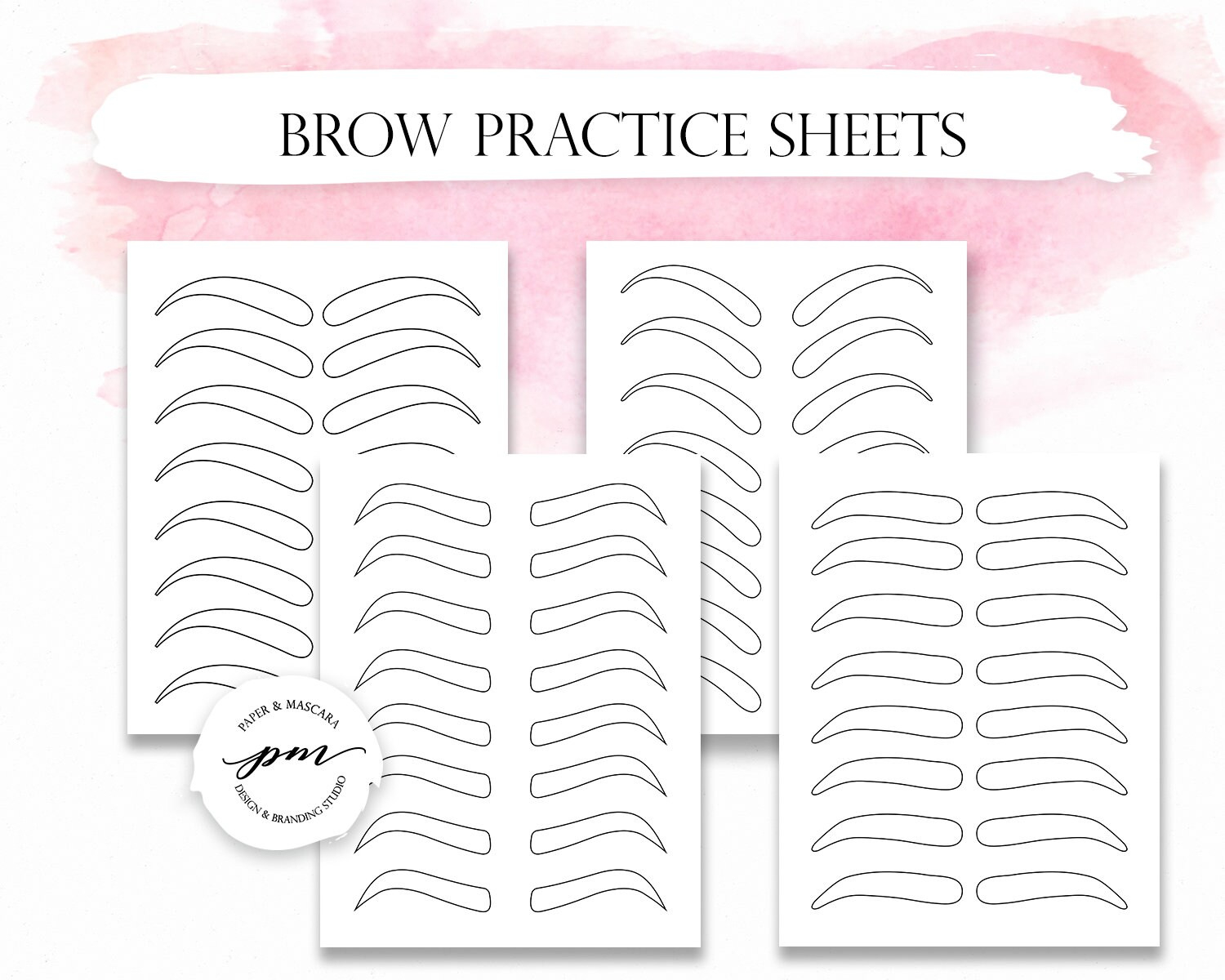Brow Practice Sheets, Eyebrow Microblading Practice Sheets intended for Printable Eyebrow Practice Sheets