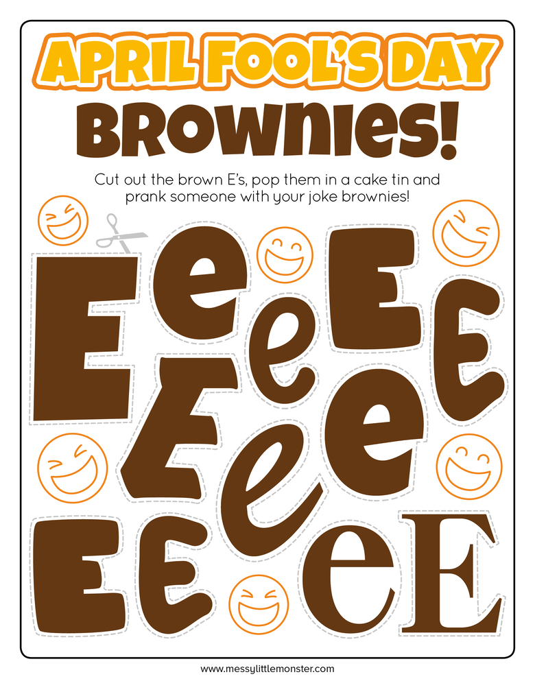 Brown E Prank - April Fools Activity - Messy Little Monster with Brown E Prank Printable