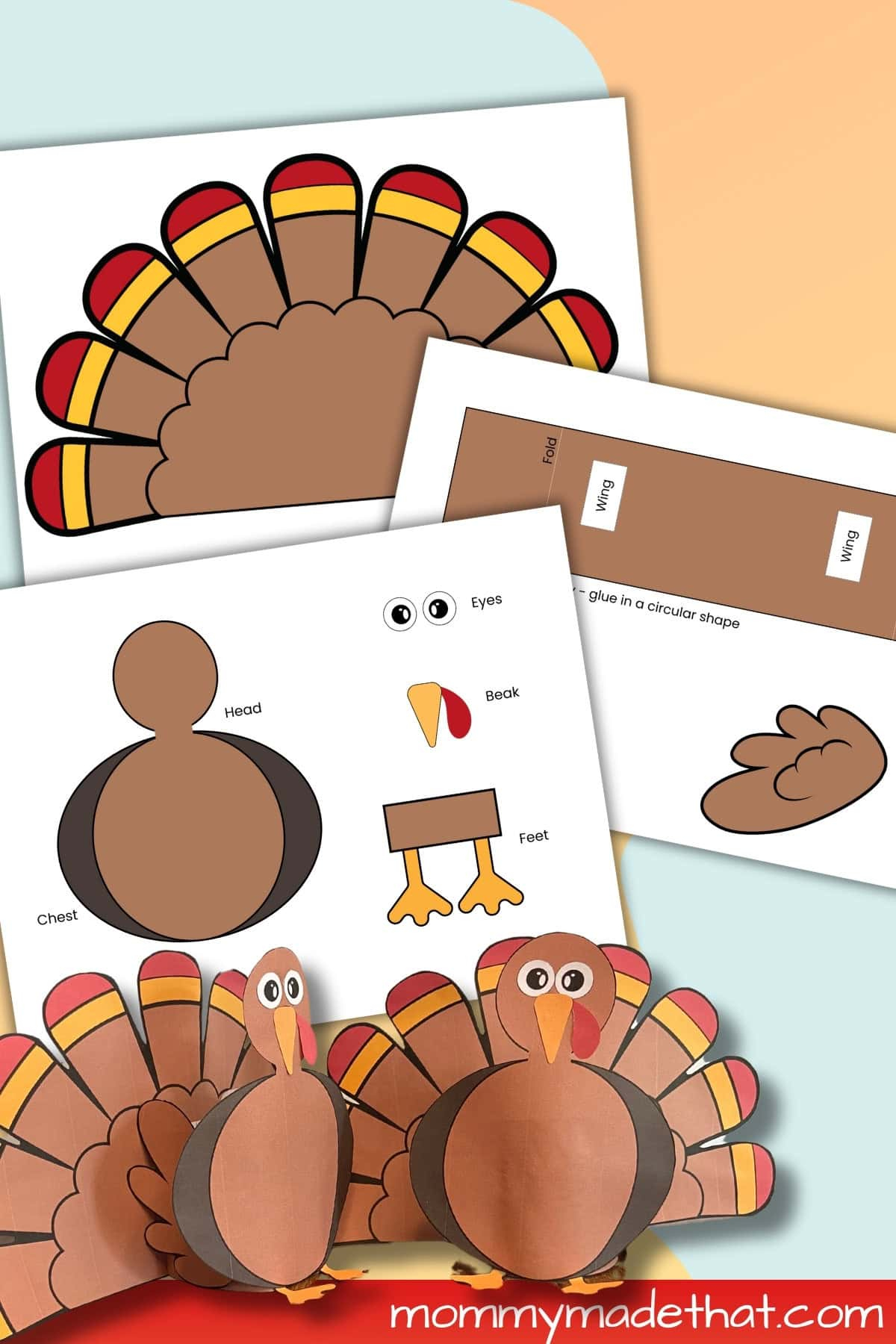 Build A 3D Turkey (Free Cut Out Printable) throughout Printable Thanksgiving Paper Crafts