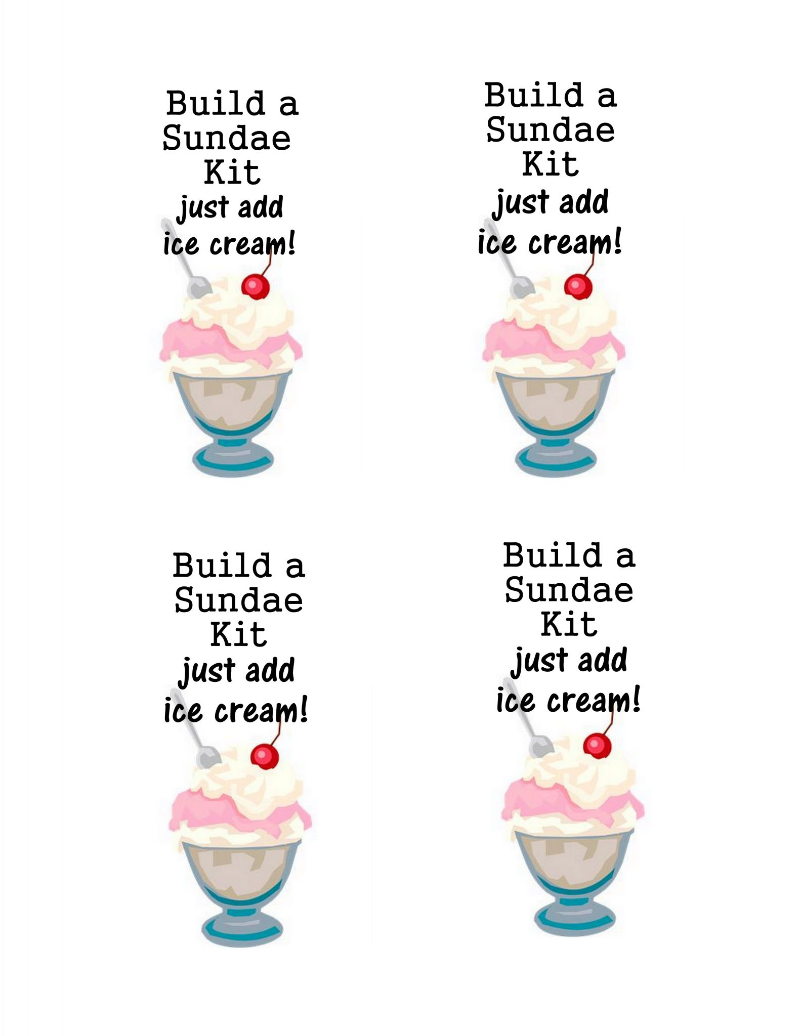 Build A Sundae Kit Gift In A Jar - Angie Holden The Country Chic with regard to Just Add Ice Cream Printable